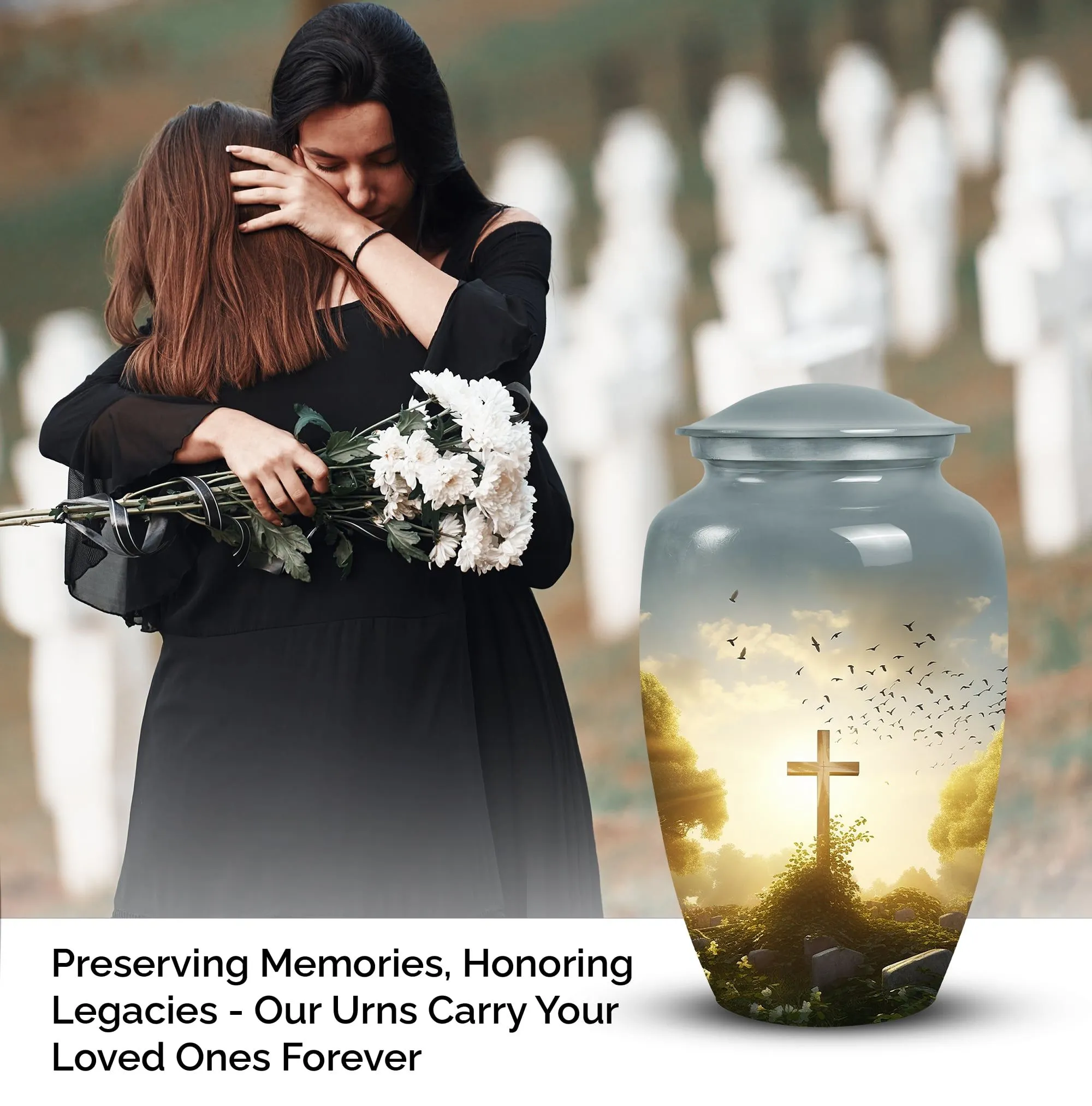 Celtic Cross Large Cremation Funeral Urns For Women And Adults
