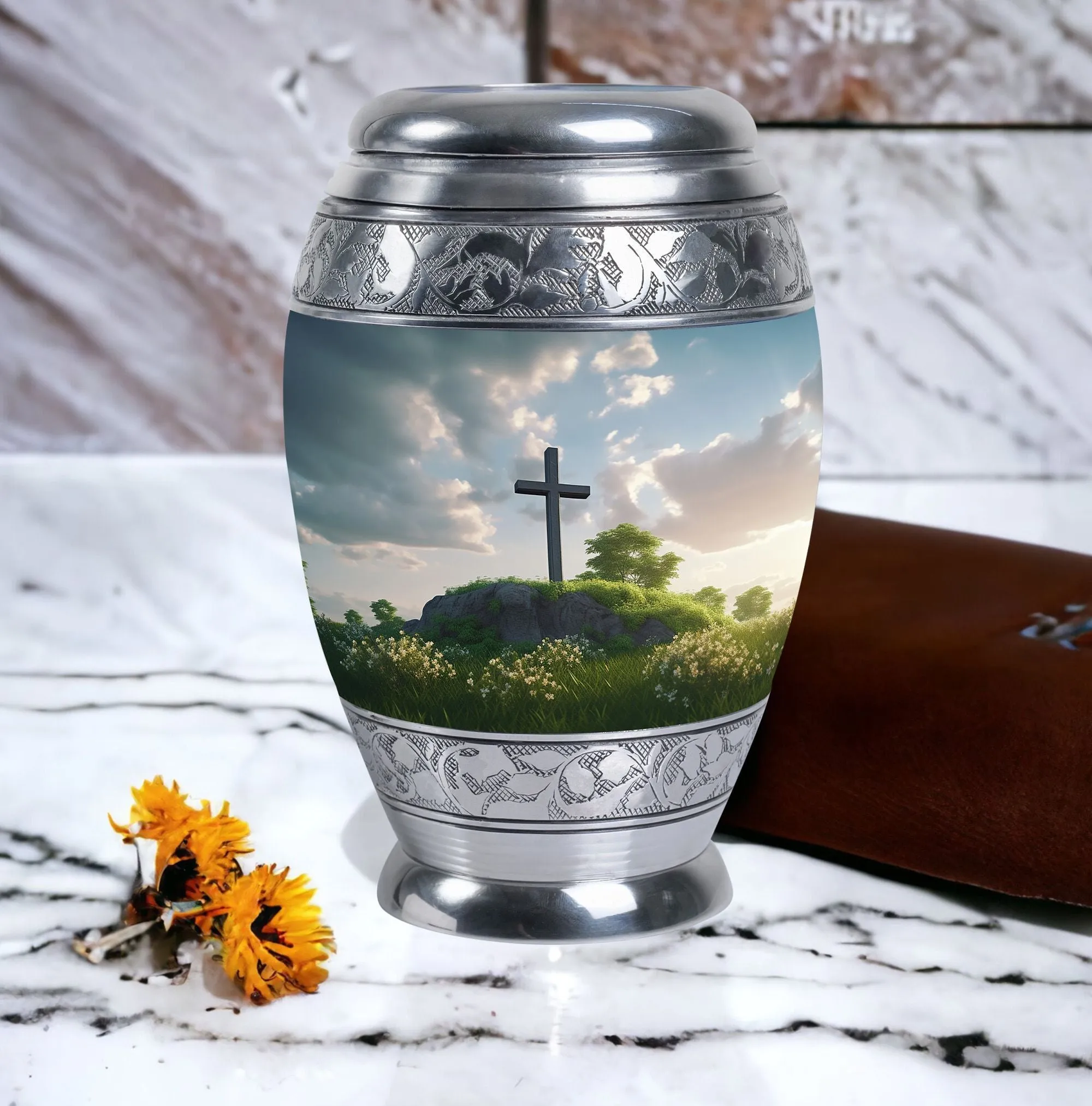 Cherished Remembrance - Jesus Christ Cross Burial Cremation Urn
