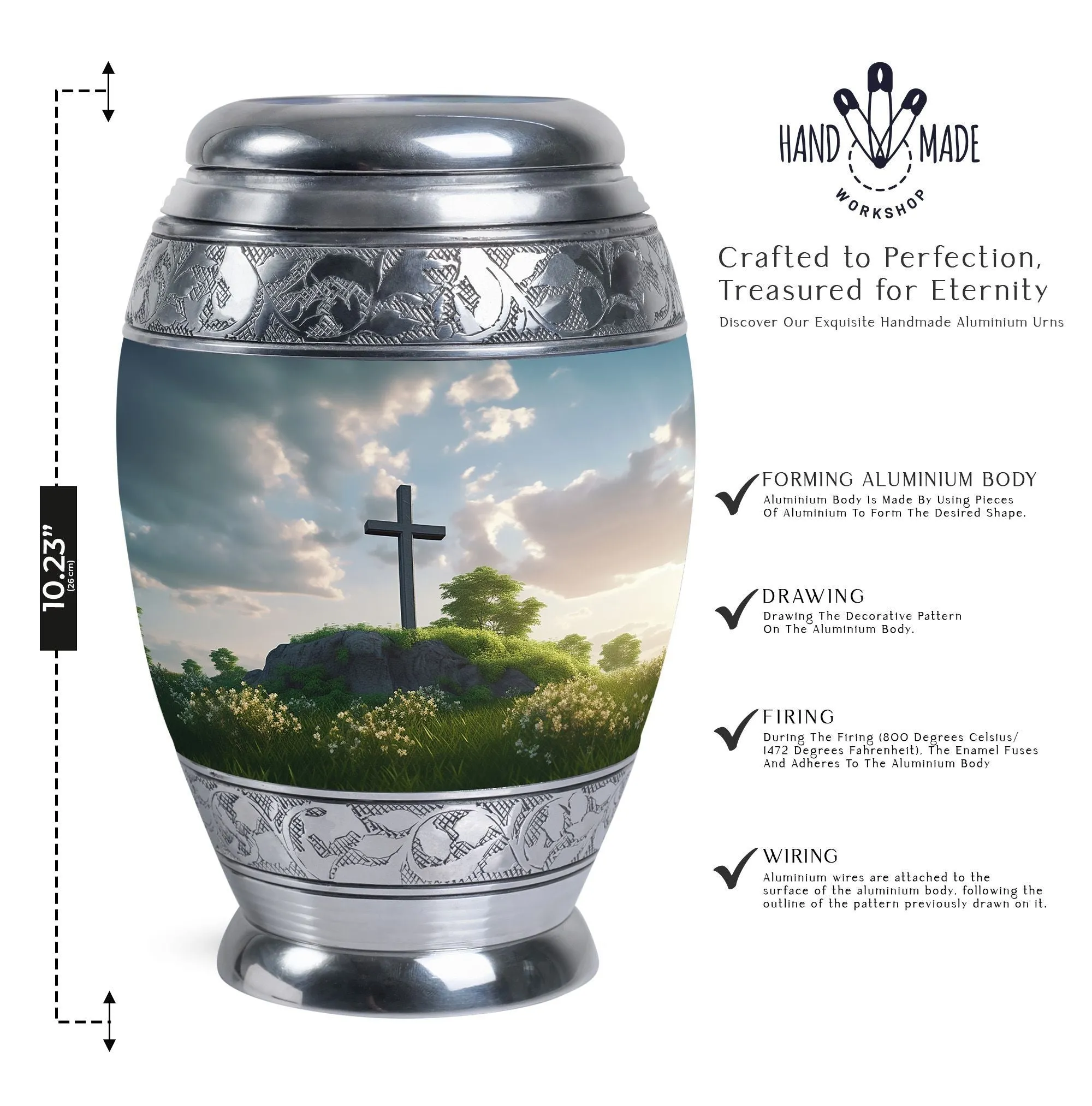 Cherished Remembrance - Jesus Christ Cross Burial Cremation Urn