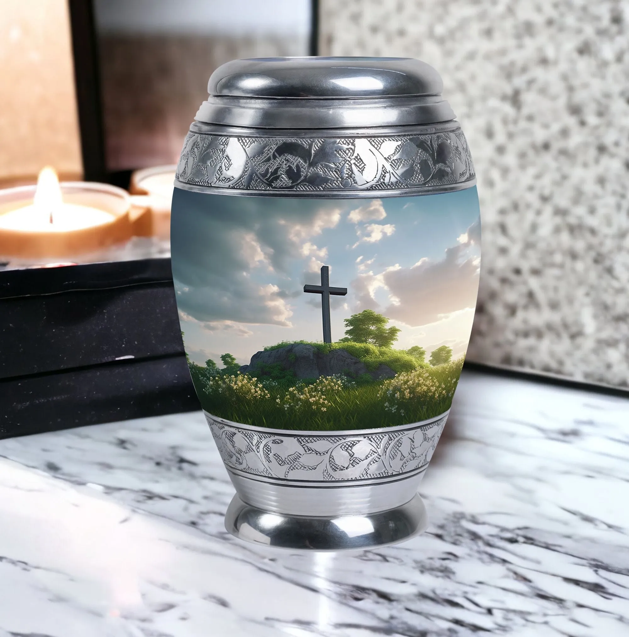 Cherished Remembrance - Jesus Christ Cross Burial Cremation Urn