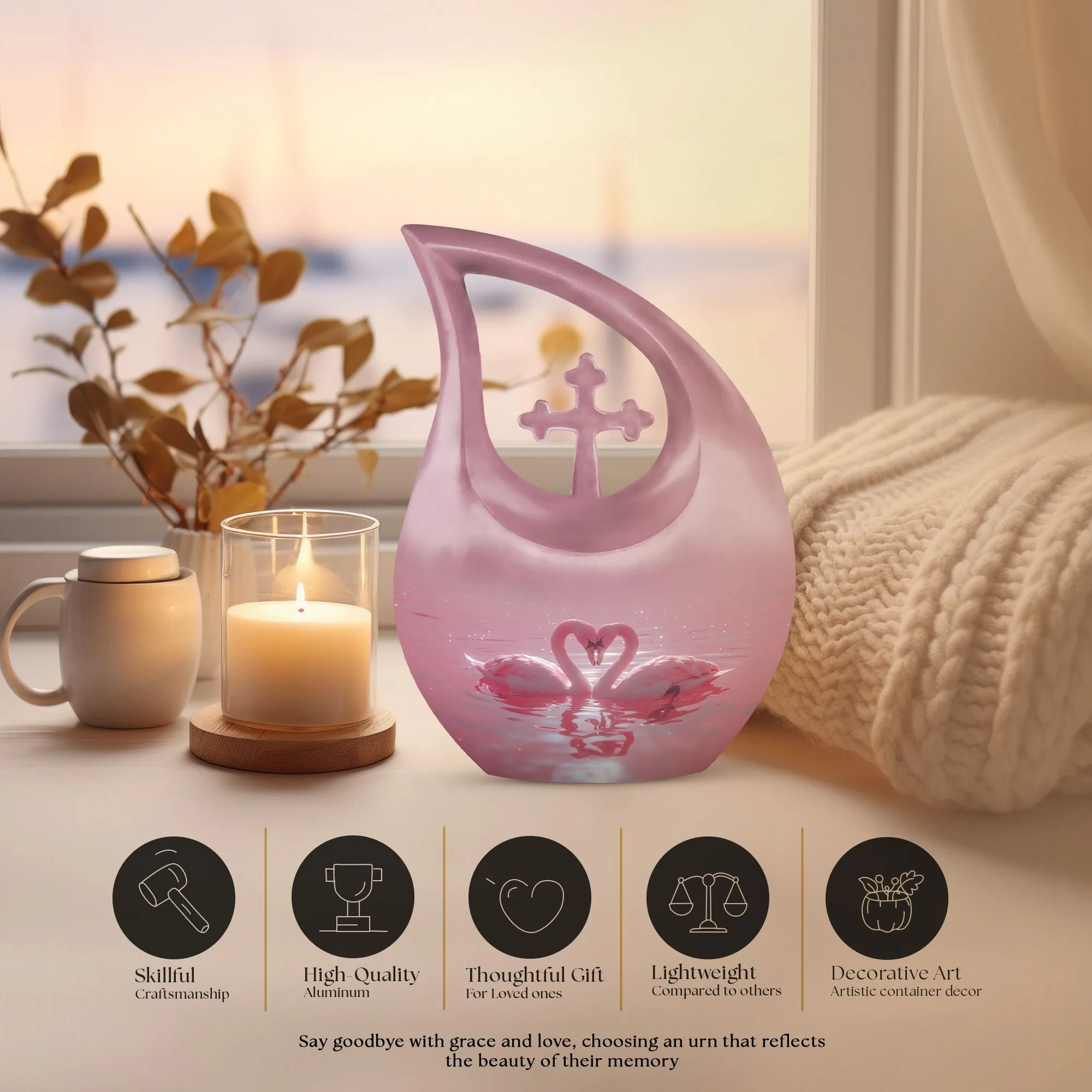 Cherished Swan Sanctuary A Commemorative Urn for a Mother's