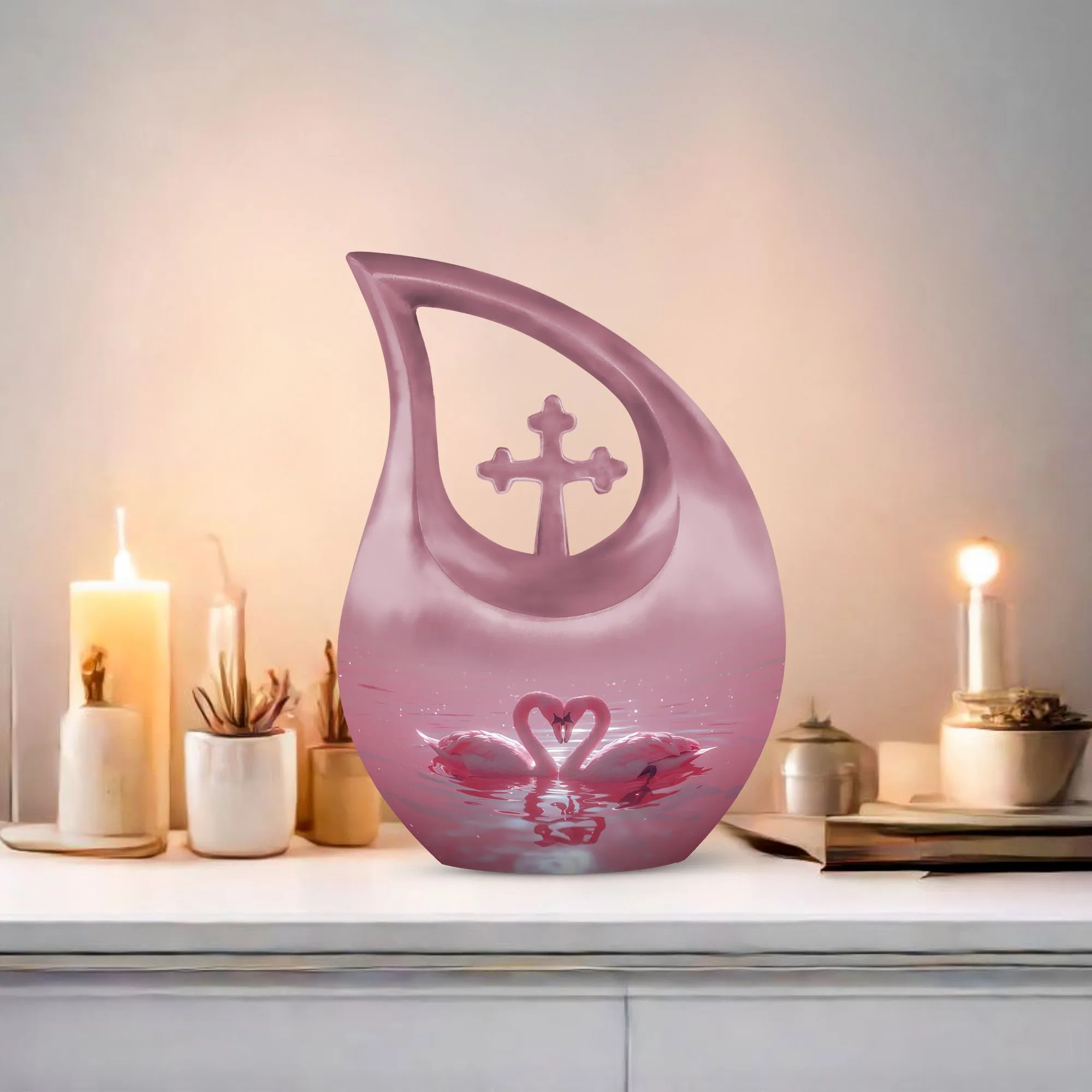 Cherished Swan Sanctuary A Commemorative Urn for a Mother's