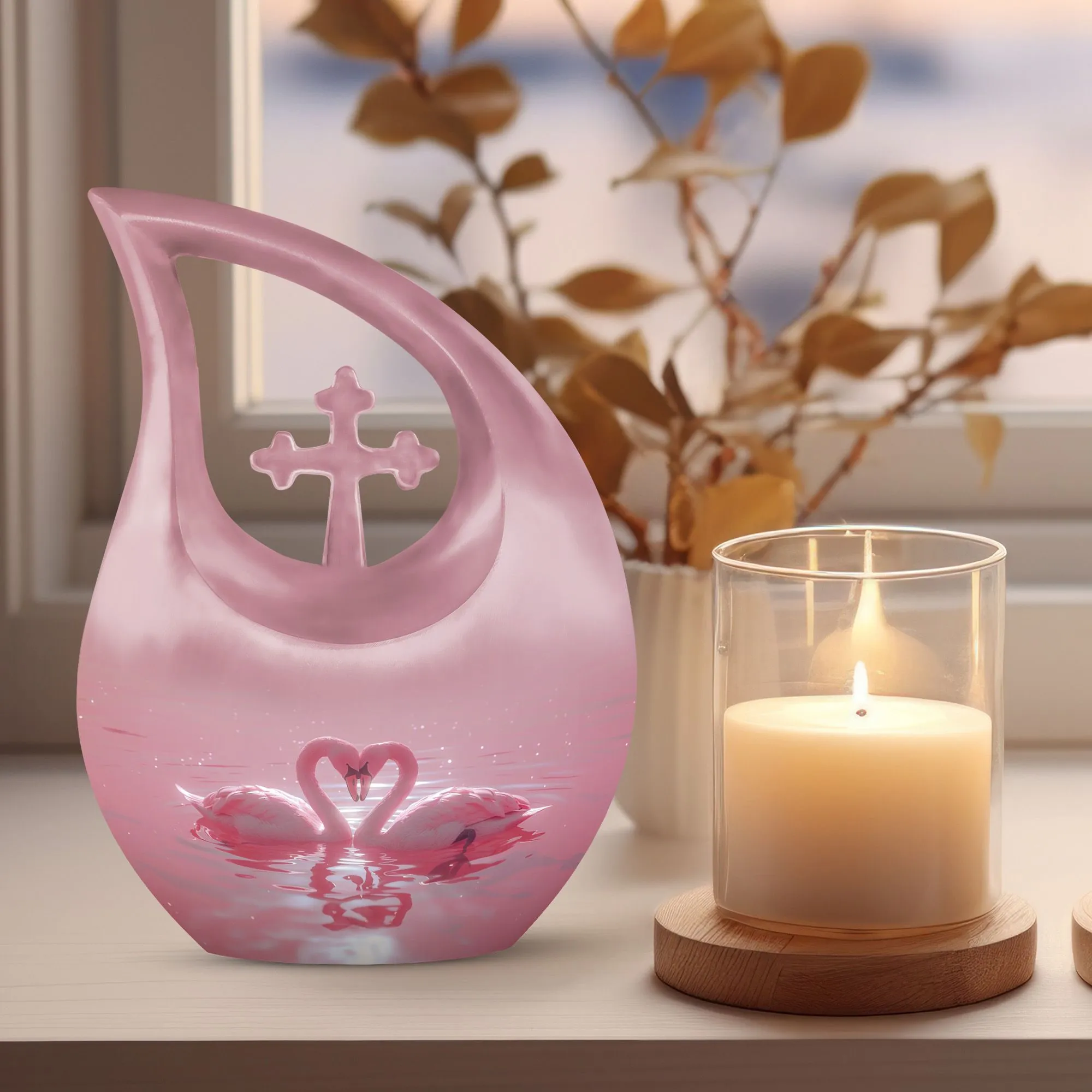 Cherished Swan Sanctuary A Commemorative Urn for a Mother's