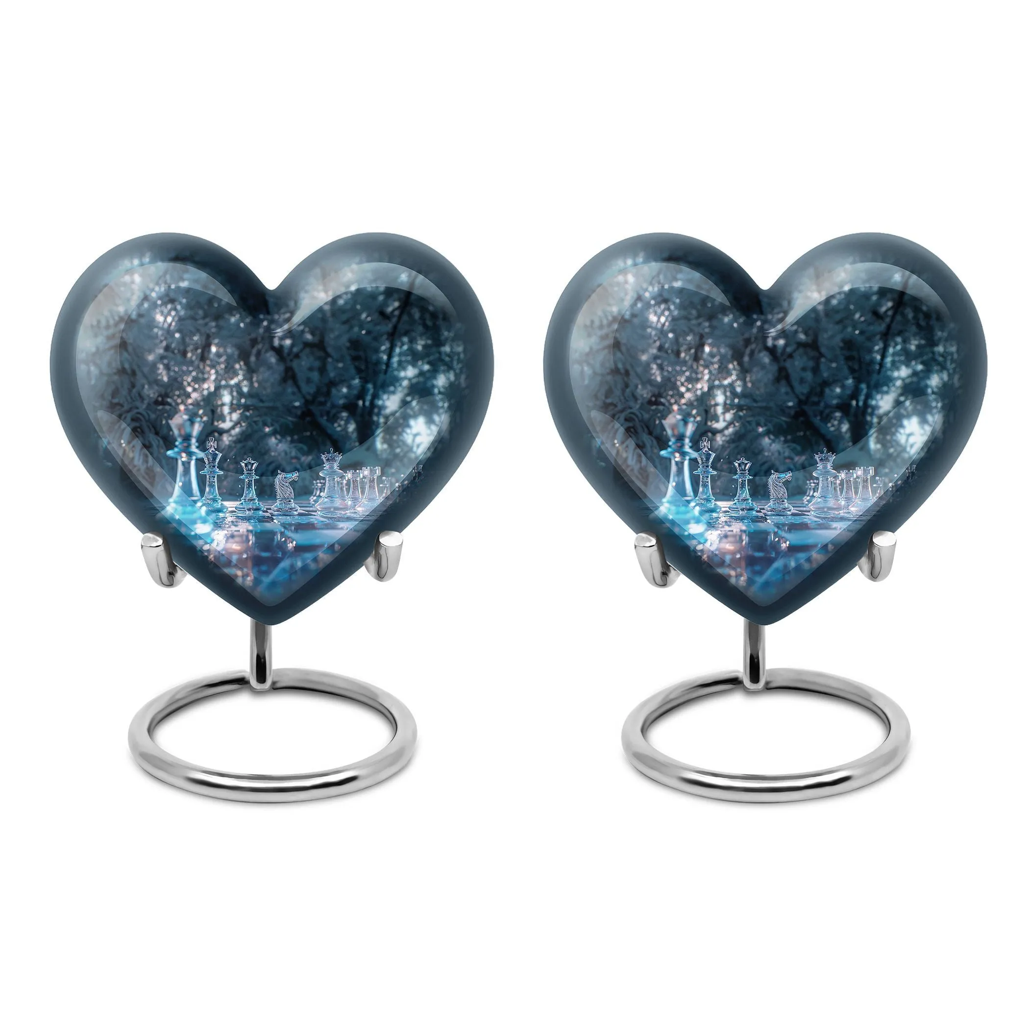 Chess Heart Tribute - Female-Friendly Memorial Chess Urn