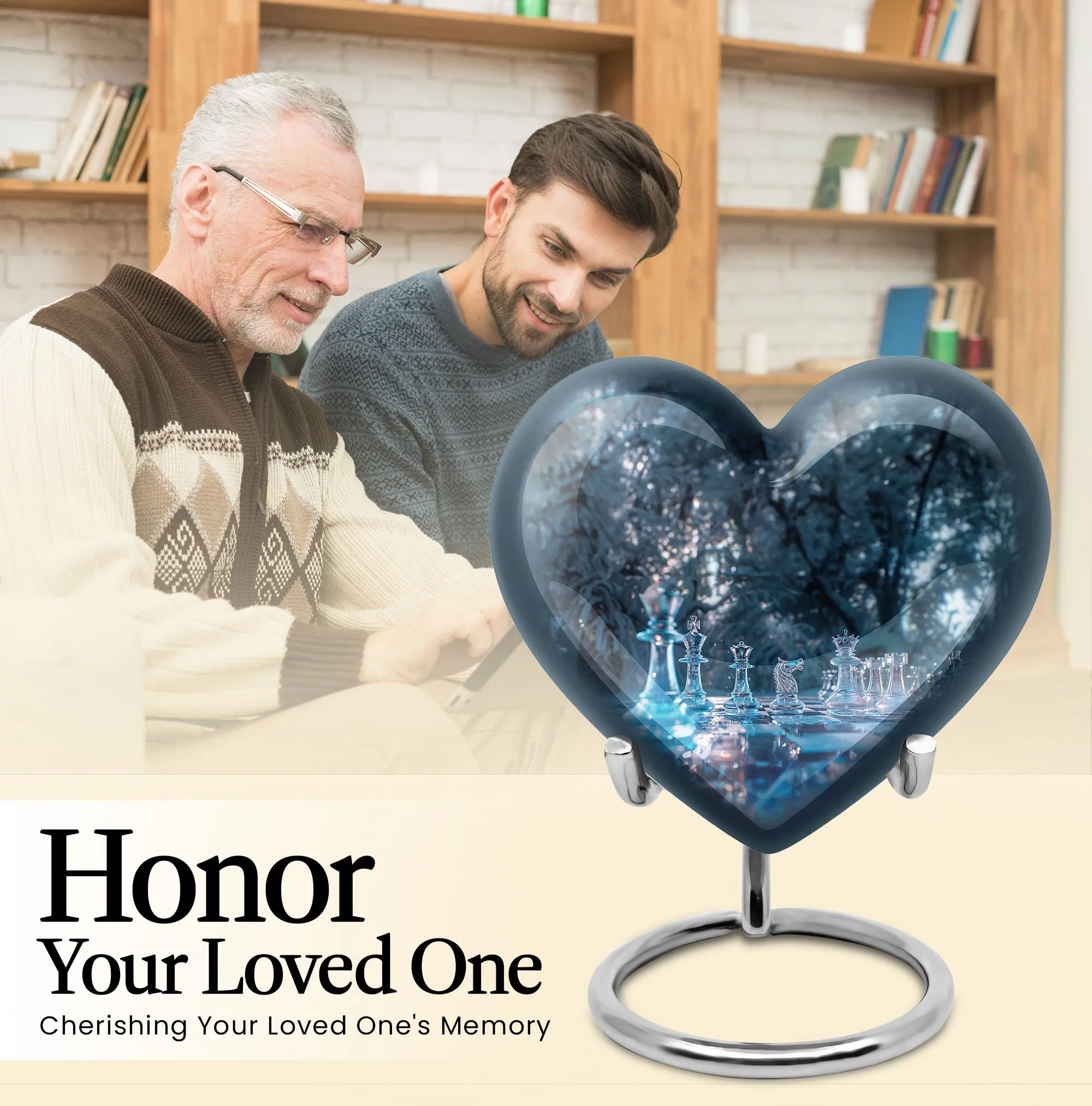 Chess Heart Tribute - Female-Friendly Memorial Chess Urn