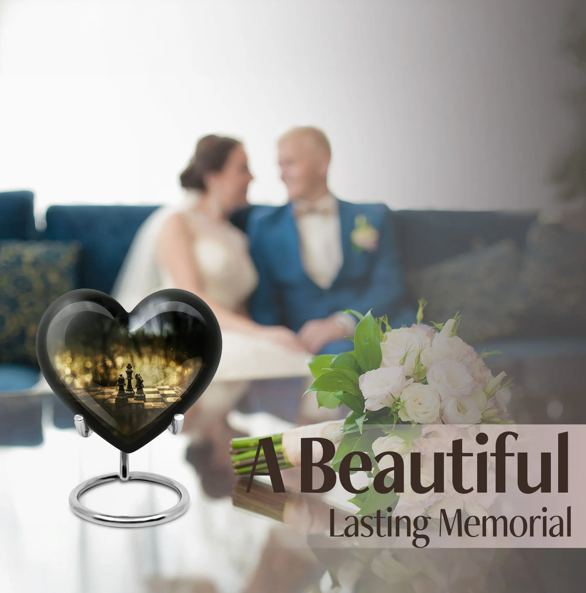 Chess-inspired Memorial Urn Resilient Men's Tribute in Aluminum