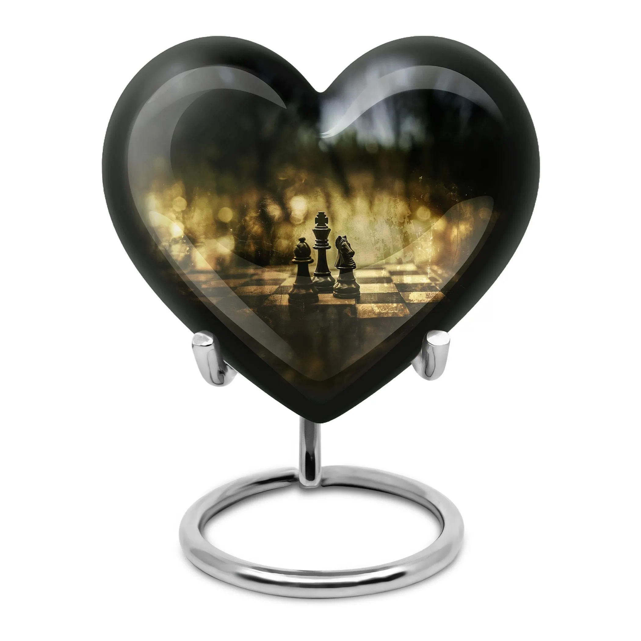 Chess-inspired Memorial Urn Resilient Men's Tribute in Aluminum