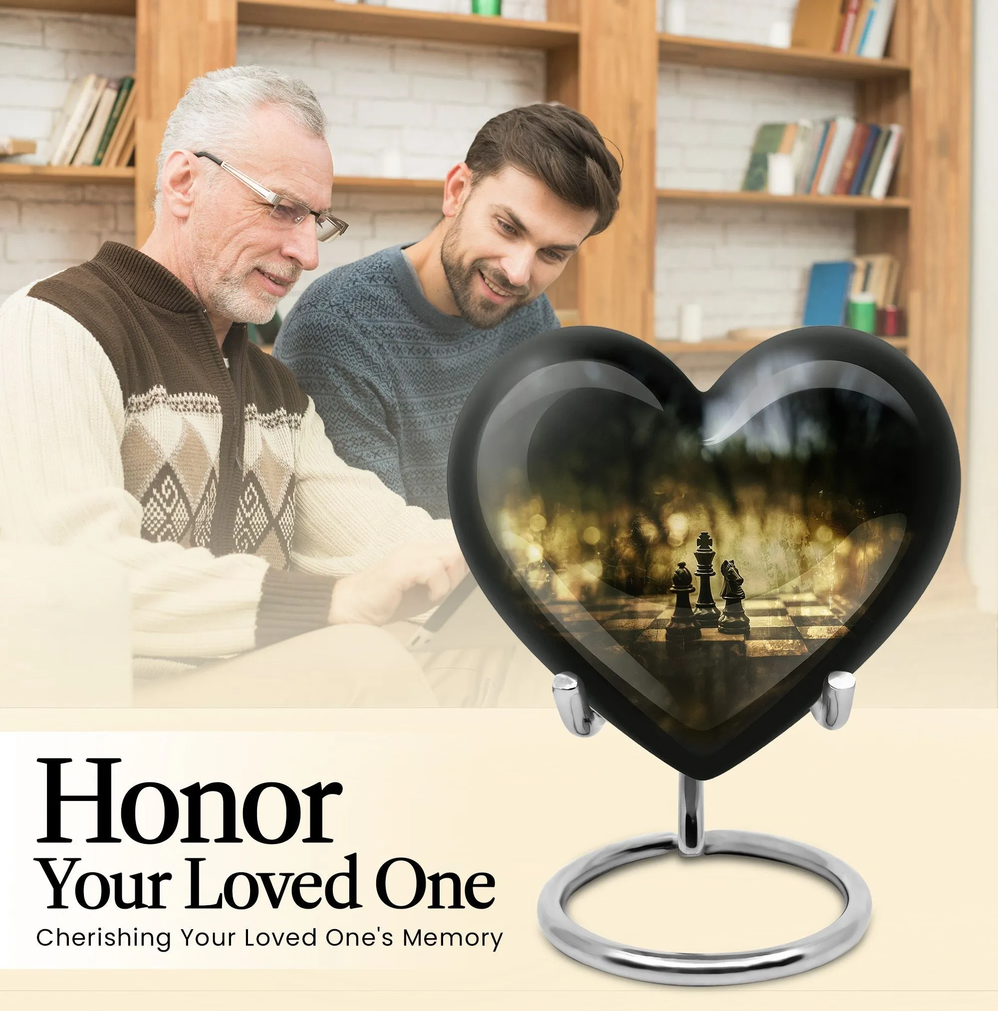 Chess-inspired Memorial Urn Resilient Men's Tribute in Aluminum