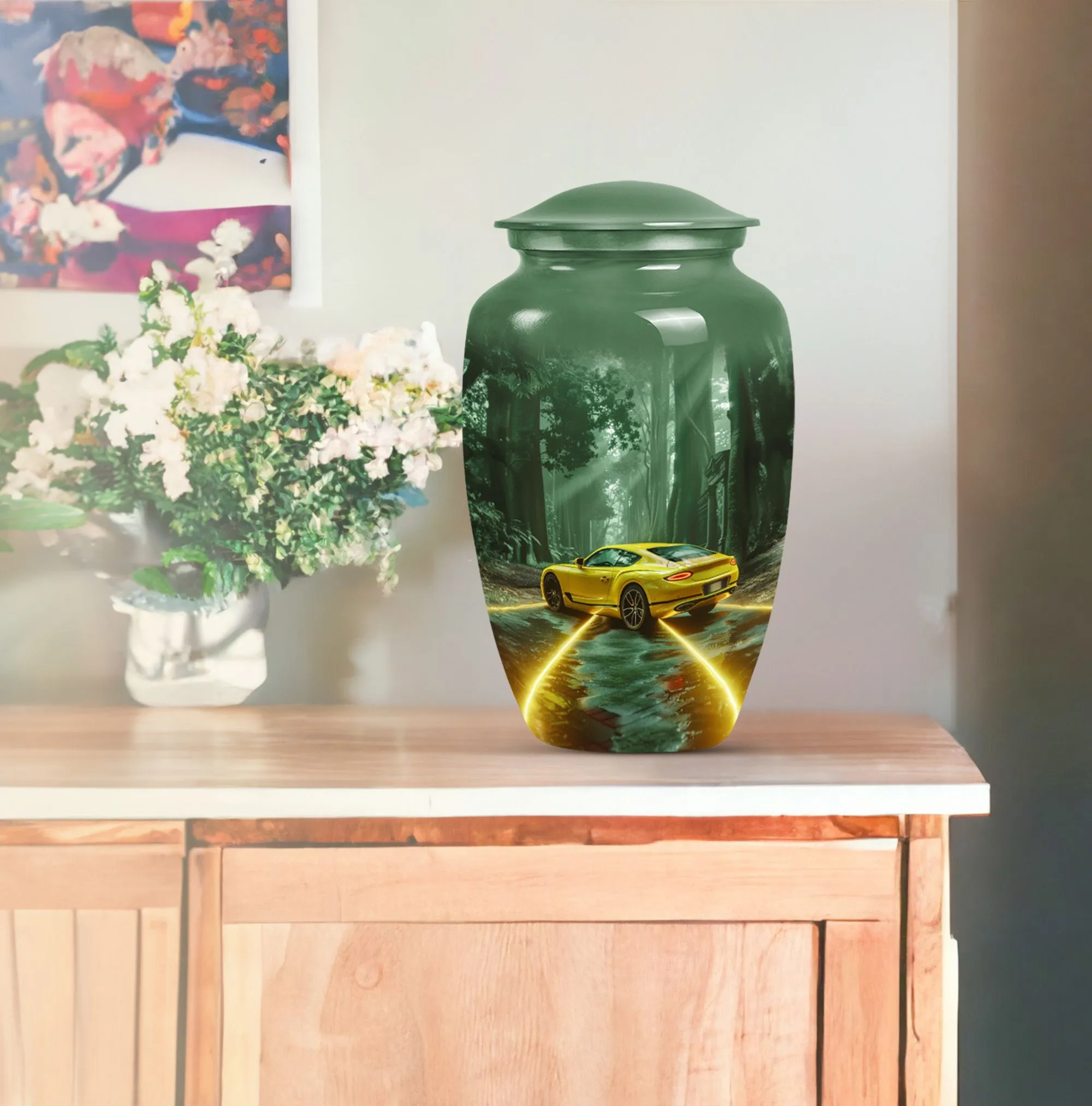 Classic Car Cremation Urn: Butterfly Themed Cremation Solution