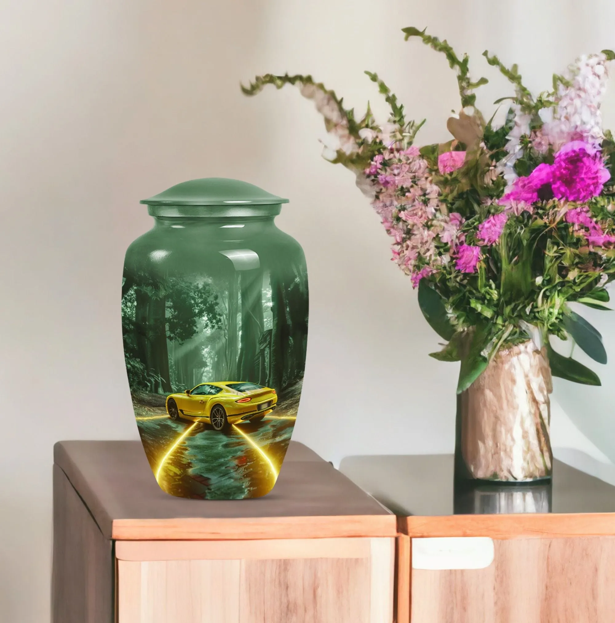 Classic Car Cremation Urn: Butterfly Themed Cremation Solution