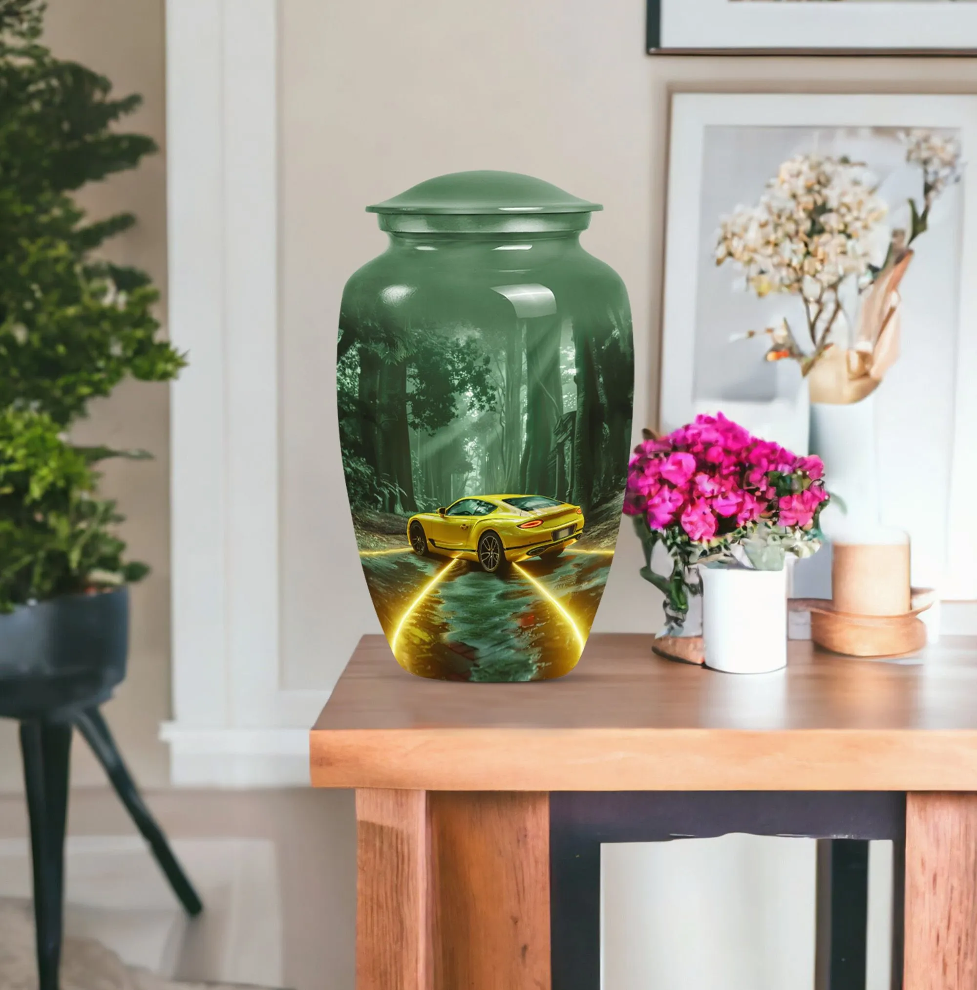 Classic Car Cremation Urn: Butterfly Themed Cremation Solution