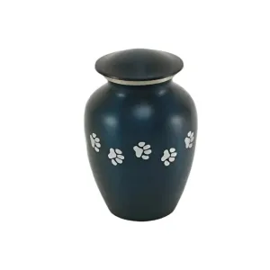 Classic Paw Blue Cremation Urn | Extra Small Size For Dog or Cat | Holds up to a 40 # Pet