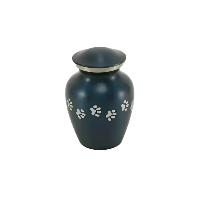 Classic Paw Blue Cremation Urn | Petite Size For Dog or Cat | Holds up to a 25 # Pet