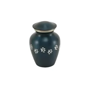 Classic Paw Blue Cremation Urn | Petite Size For Dog or Cat | Holds up to a 25 # Pet