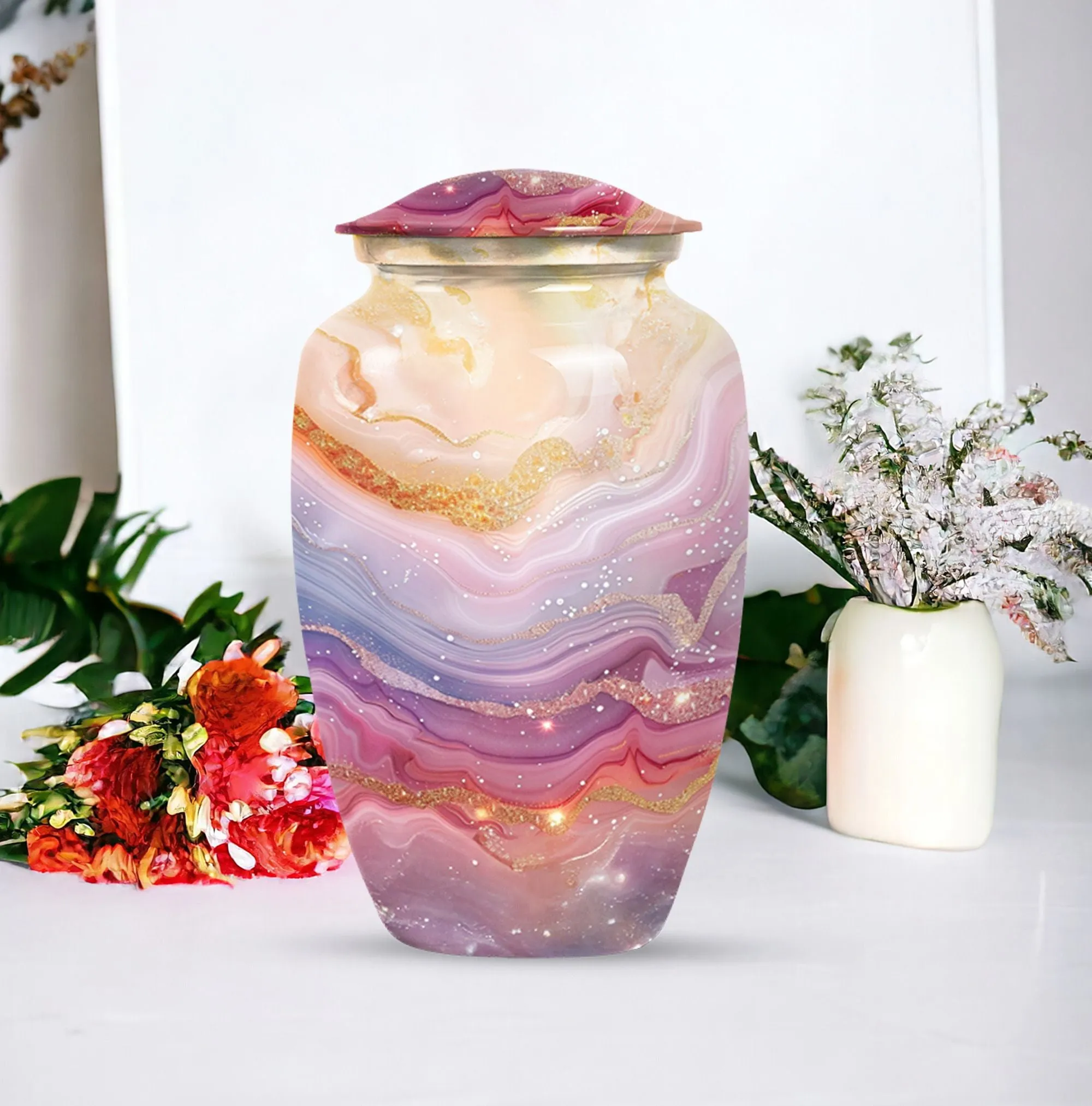 Colourful Swirl Cremation Urn - Vessel For Cremated human Ashes