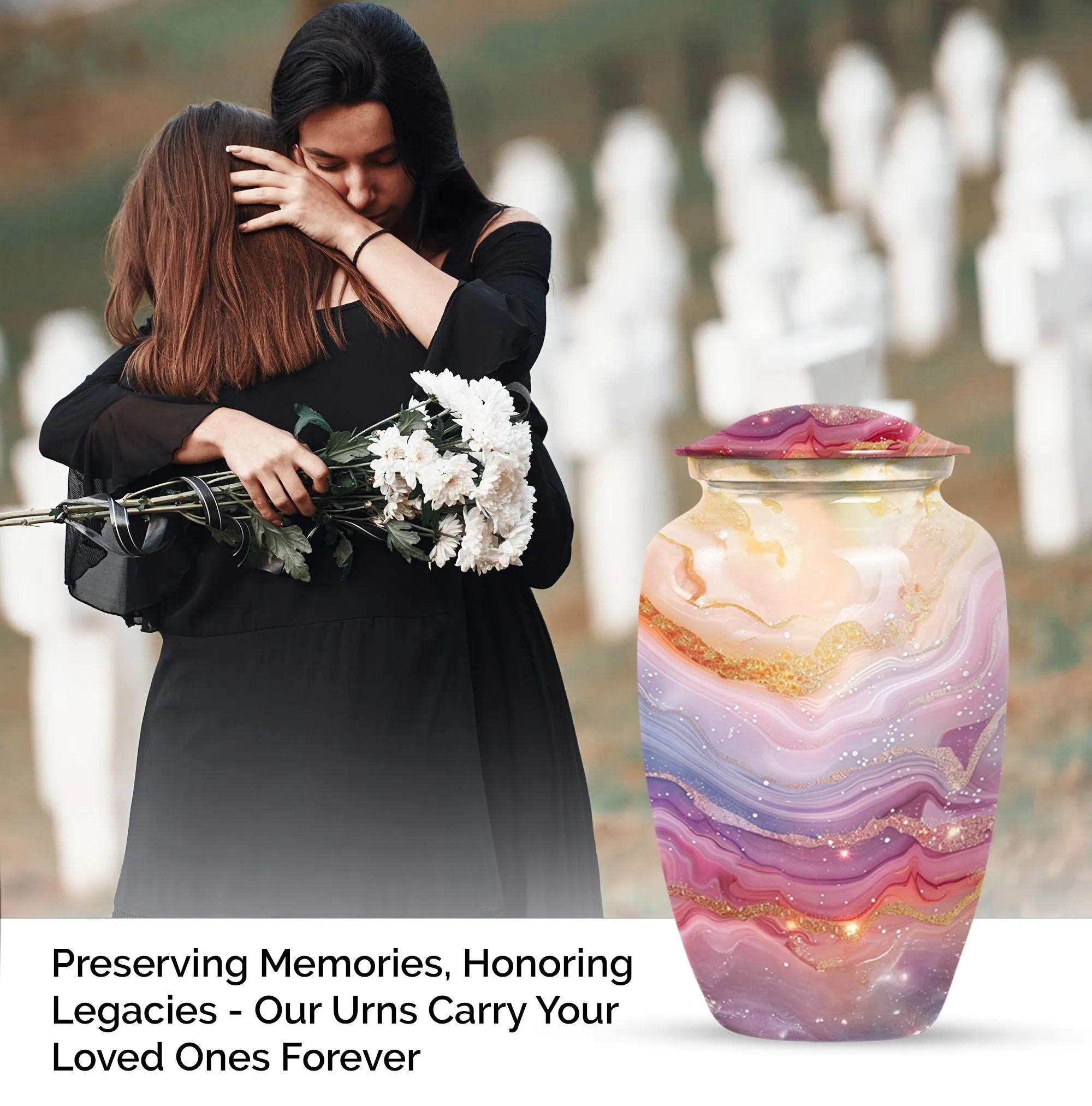 Colourful Swirl Cremation Urn - Vessel For Cremated human Ashes