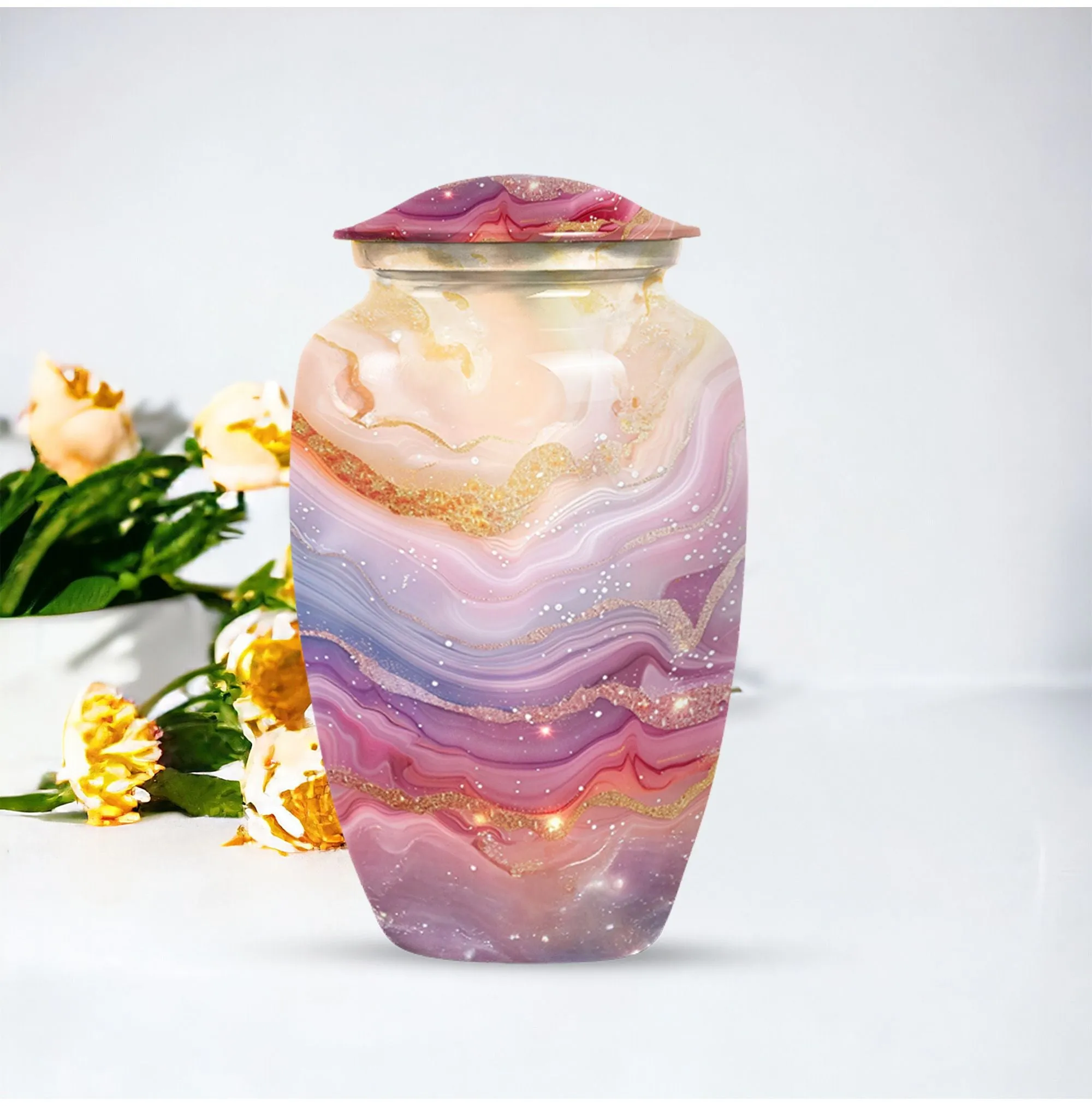 Colourful Swirl Cremation Urn - Vessel For Cremated human Ashes