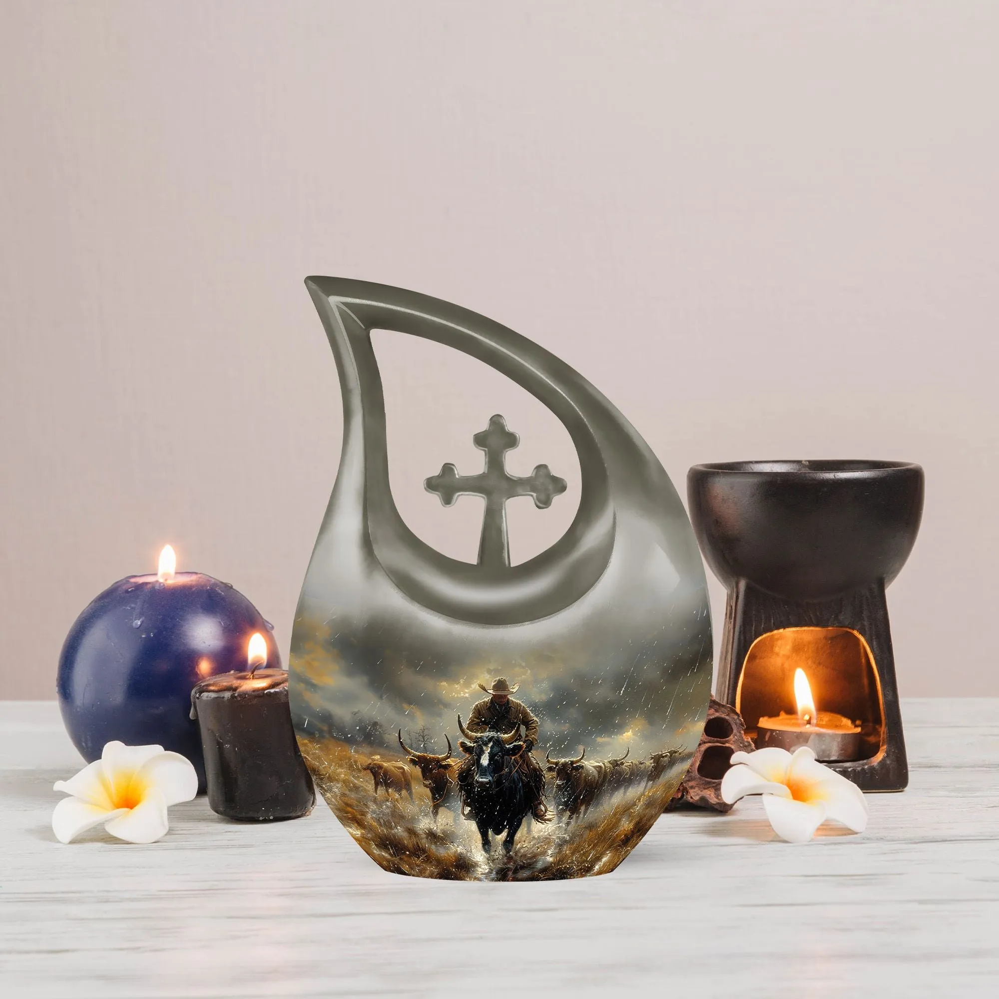 Cowboy Pink Urn - A Distinct Memorial Tribute for Love