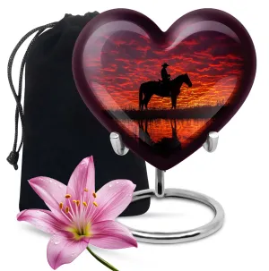 Cowboy Urn & Burial Urn for Human Ashes - Heart Design Urn
