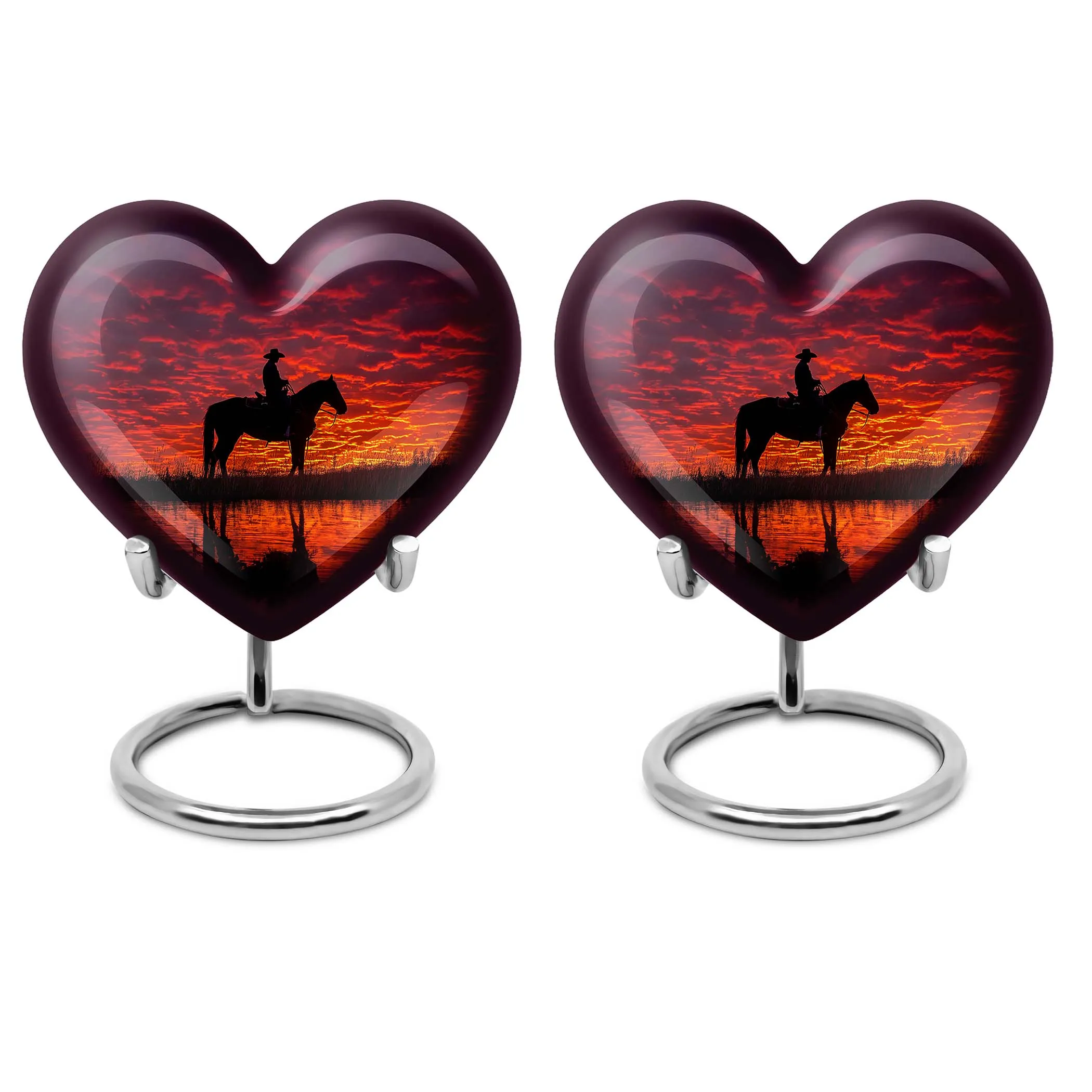 Cowboy Urn & Burial Urn for Human Ashes - Heart Design Urn