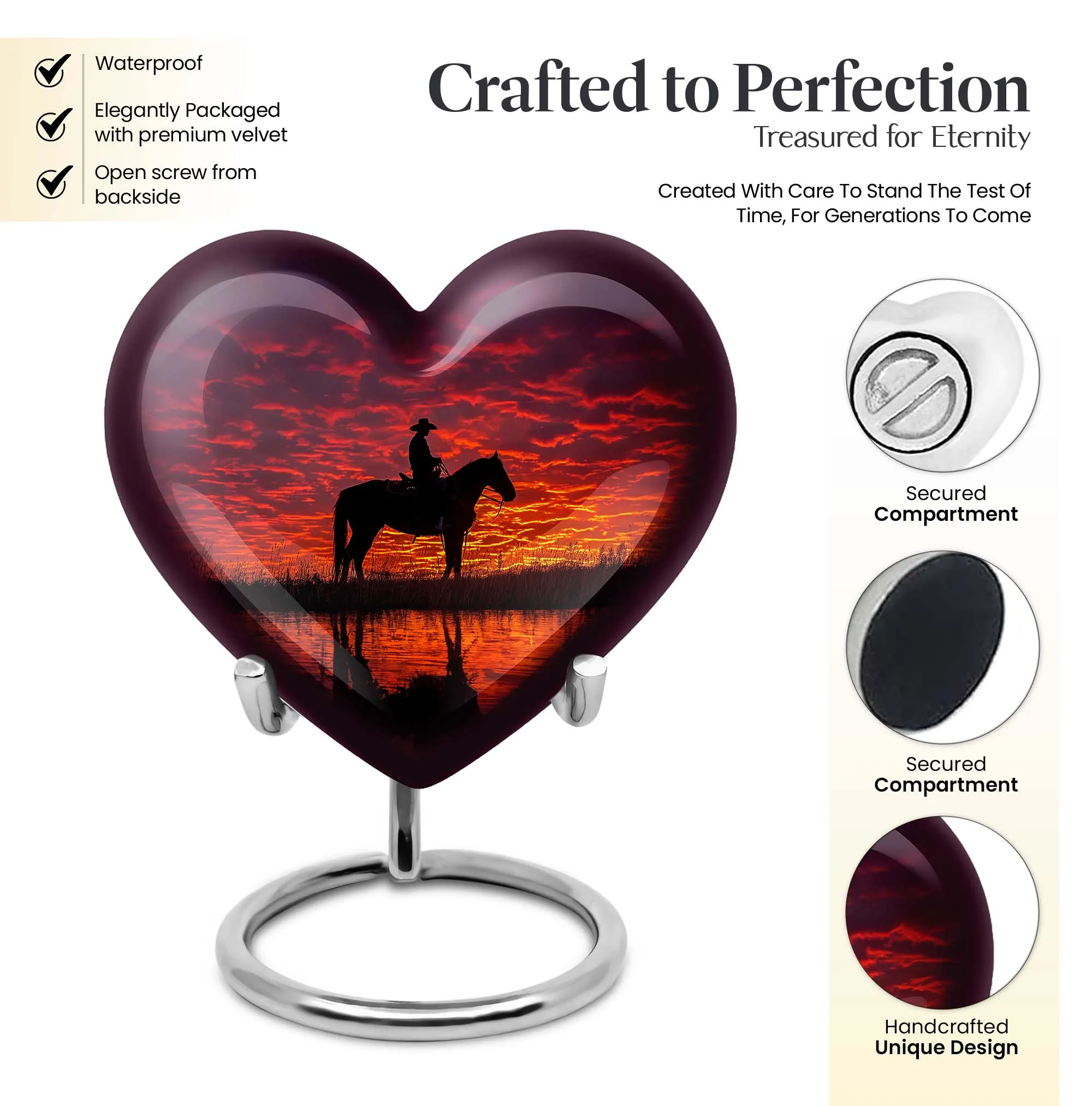 Cowboy Urn & Burial Urn for Human Ashes - Heart Design Urn
