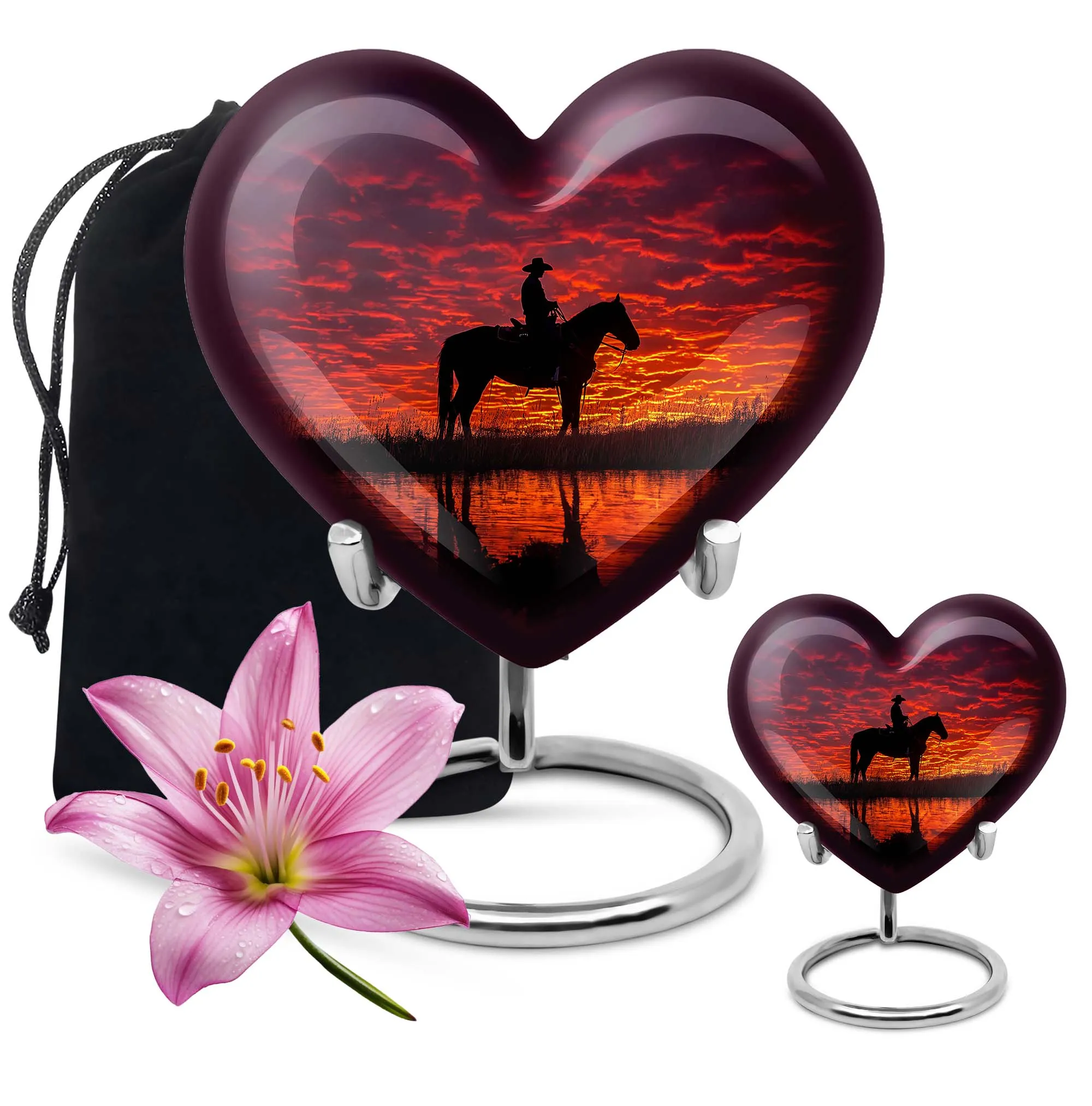 Cowboy Urn & Burial Urn for Human Ashes - Heart Design Urn