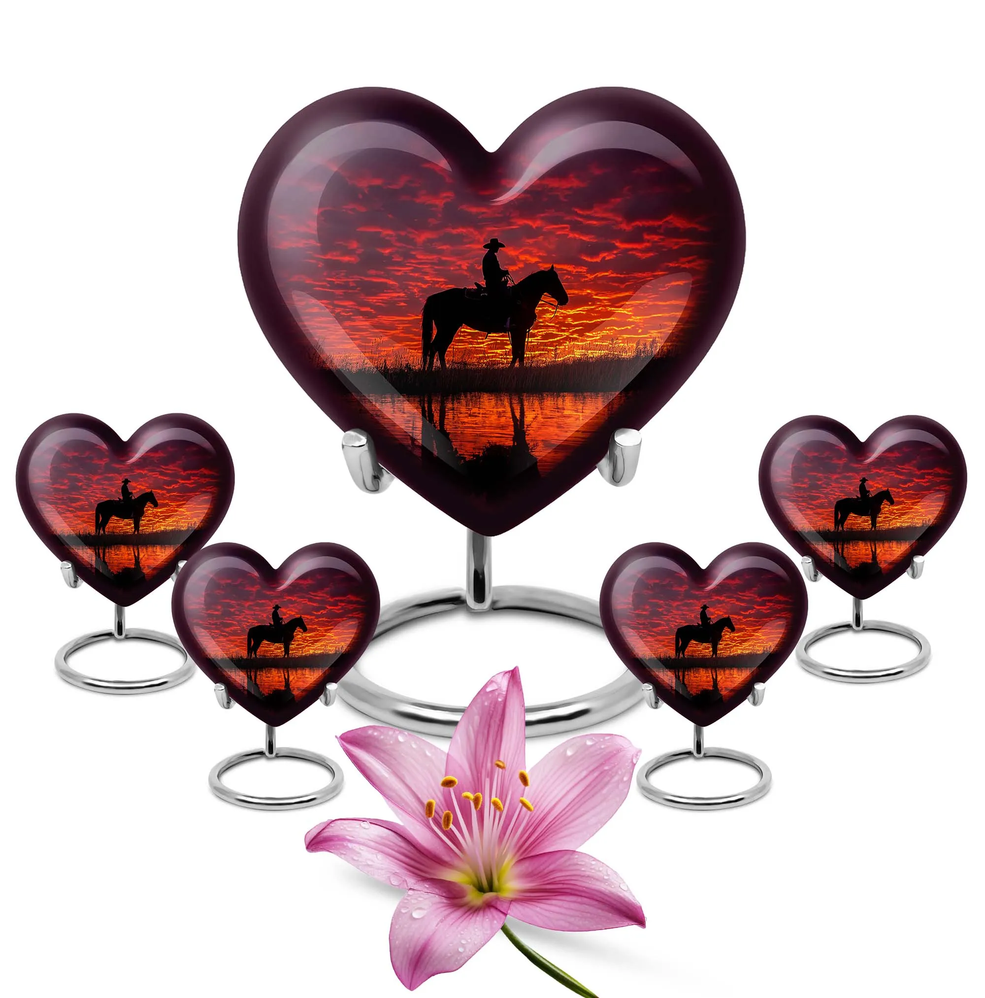 Cowboy Urn & Burial Urn for Human Ashes - Heart Design Urn