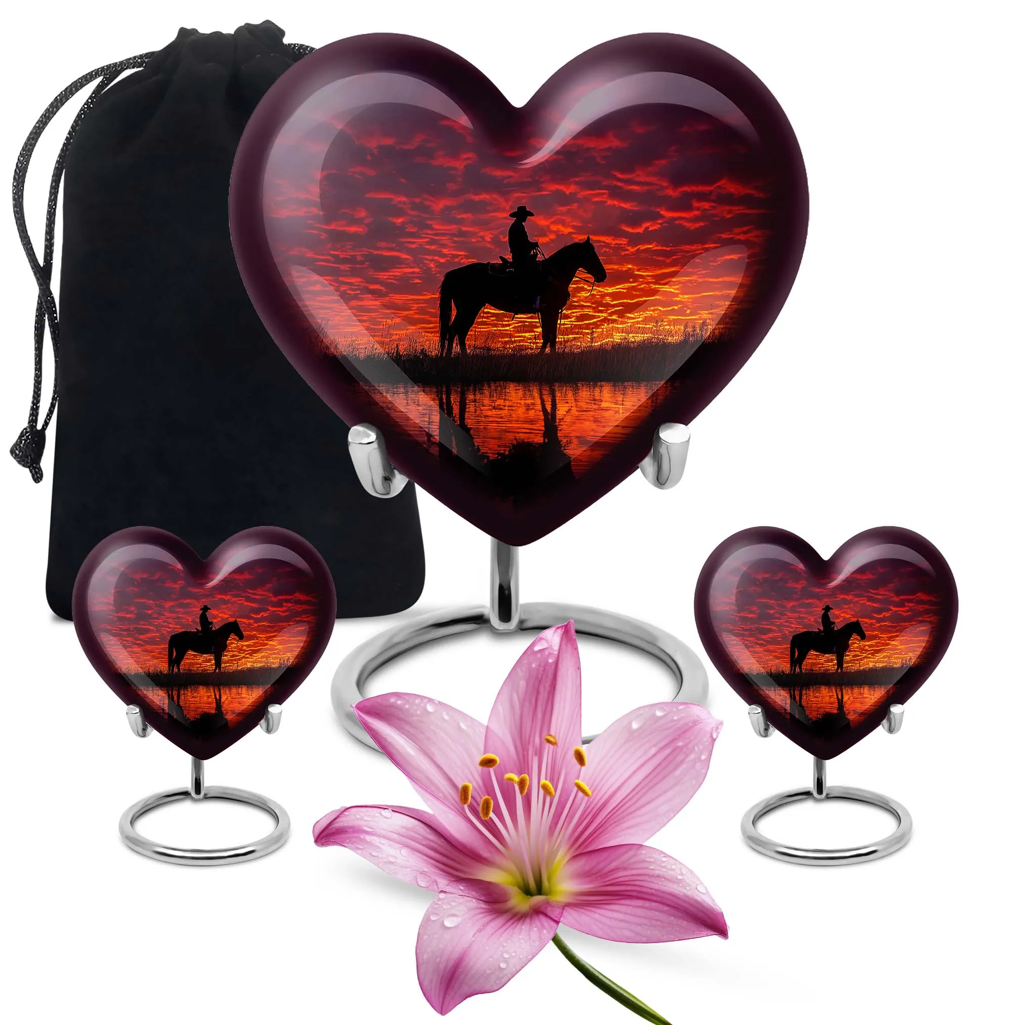 Cowboy Urn & Burial Urn for Human Ashes - Heart Design Urn