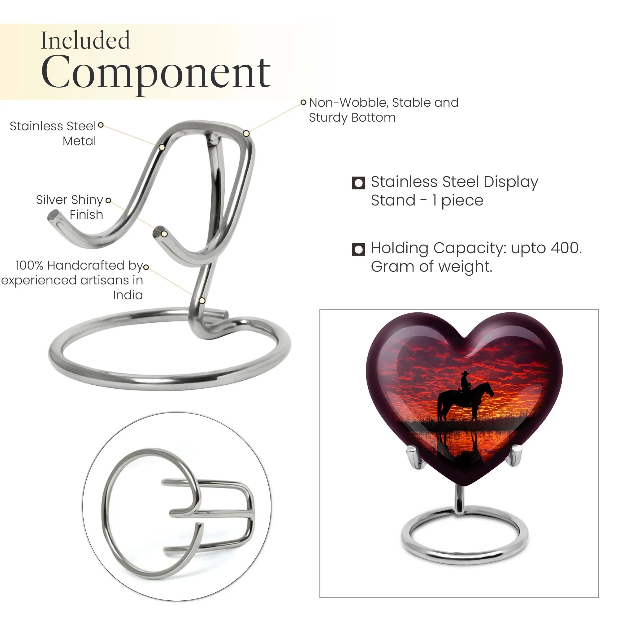 Cowboy Urn & Burial Urn for Human Ashes - Heart Design Urn