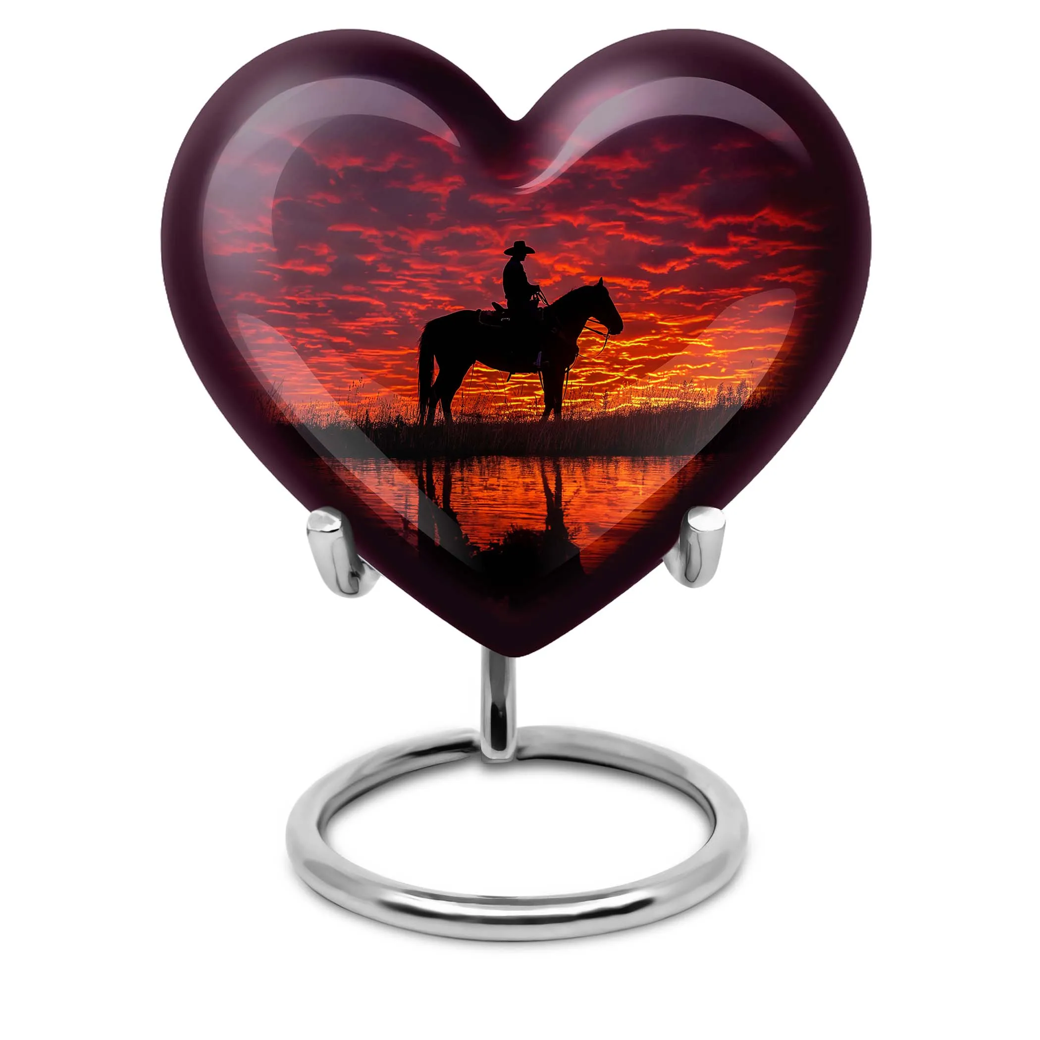 Cowboy Urn & Burial Urn for Human Ashes - Heart Design Urn