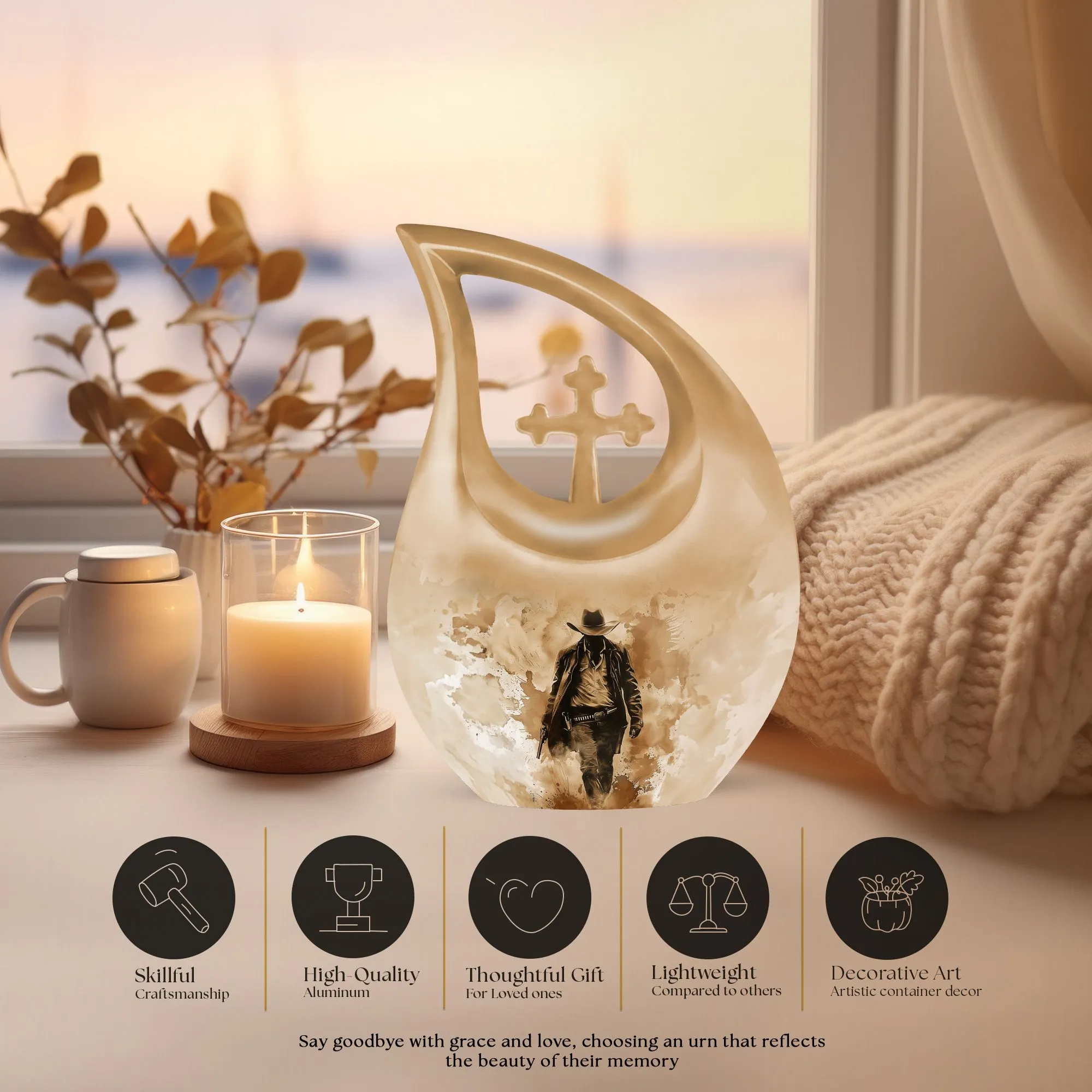 Cowboy Urn: Keepsake Miniature Urn For Adult Human Ashes