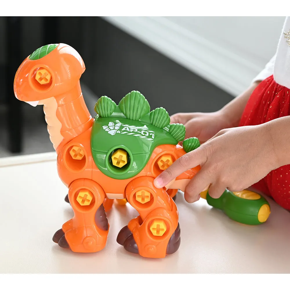 Create-A-Dino Construction Play Set | Build & Roll T-Rex and Stegosaurus with Tools