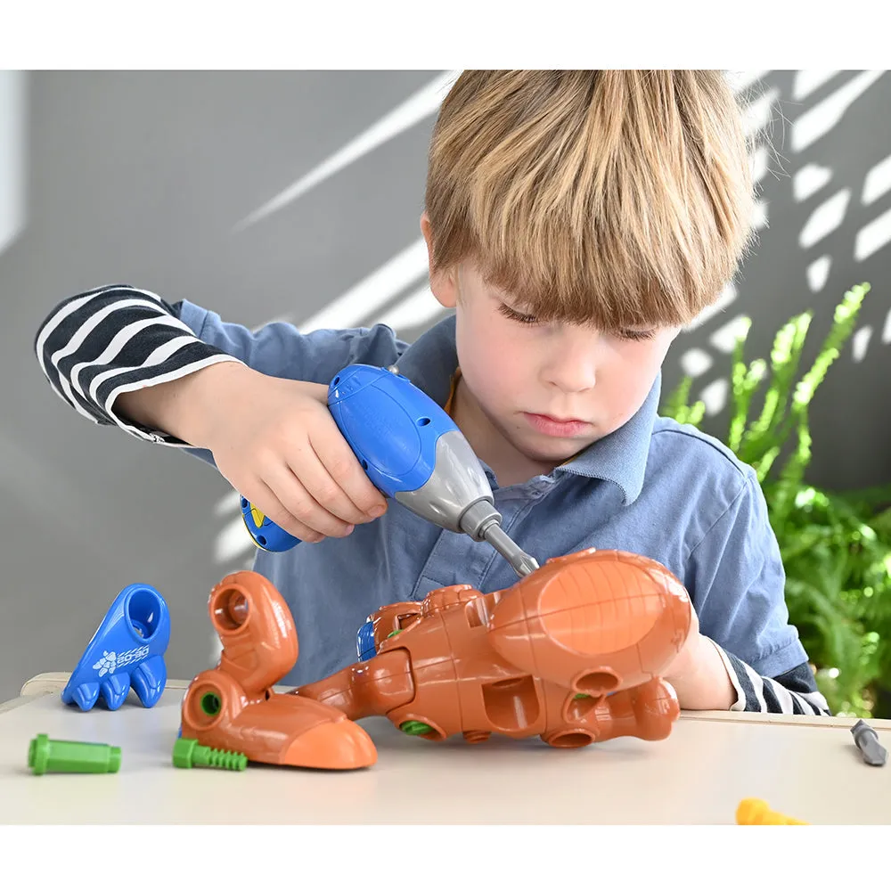 Create-A-Dino Construction Play Set | Build & Roll T-Rex and Stegosaurus with Tools
