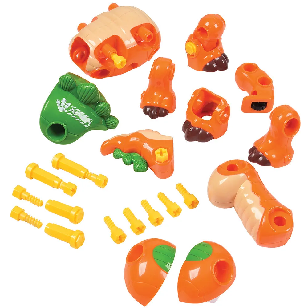 Create-A-Dino Construction Play Set | Build & Roll T-Rex and Stegosaurus with Tools