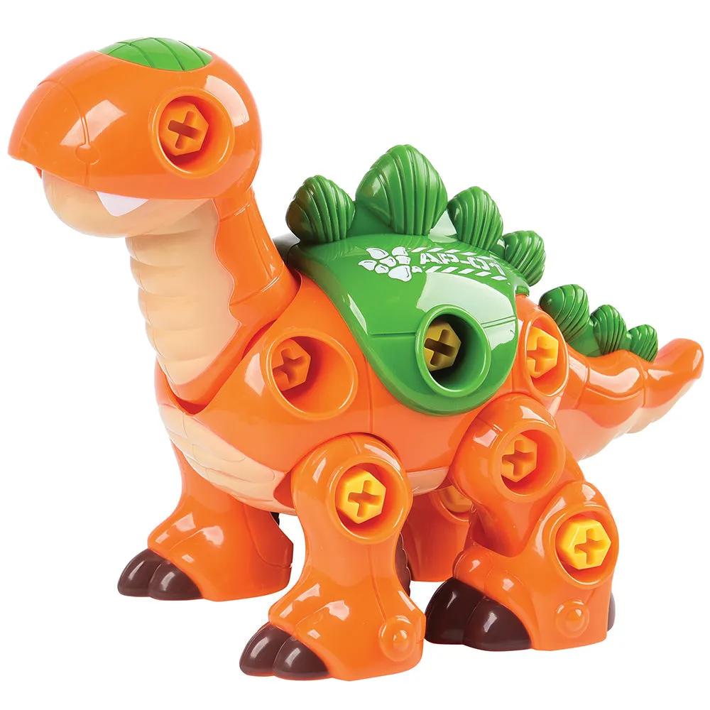 Create-A-Dino Construction Play Set | Build & Roll T-Rex and Stegosaurus with Tools