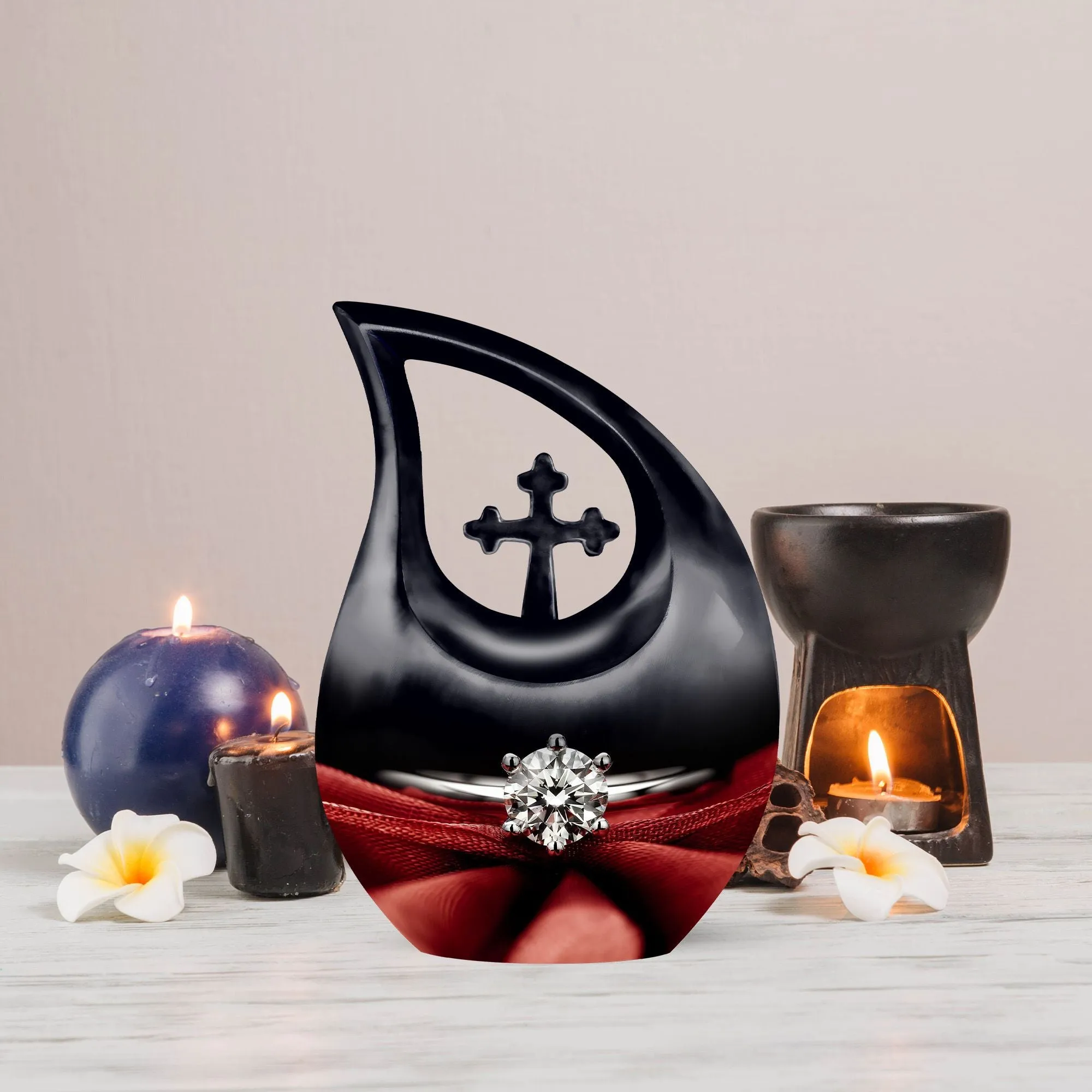 Cross Drop Ring Urn: A Unique Memorial Urn for Adult