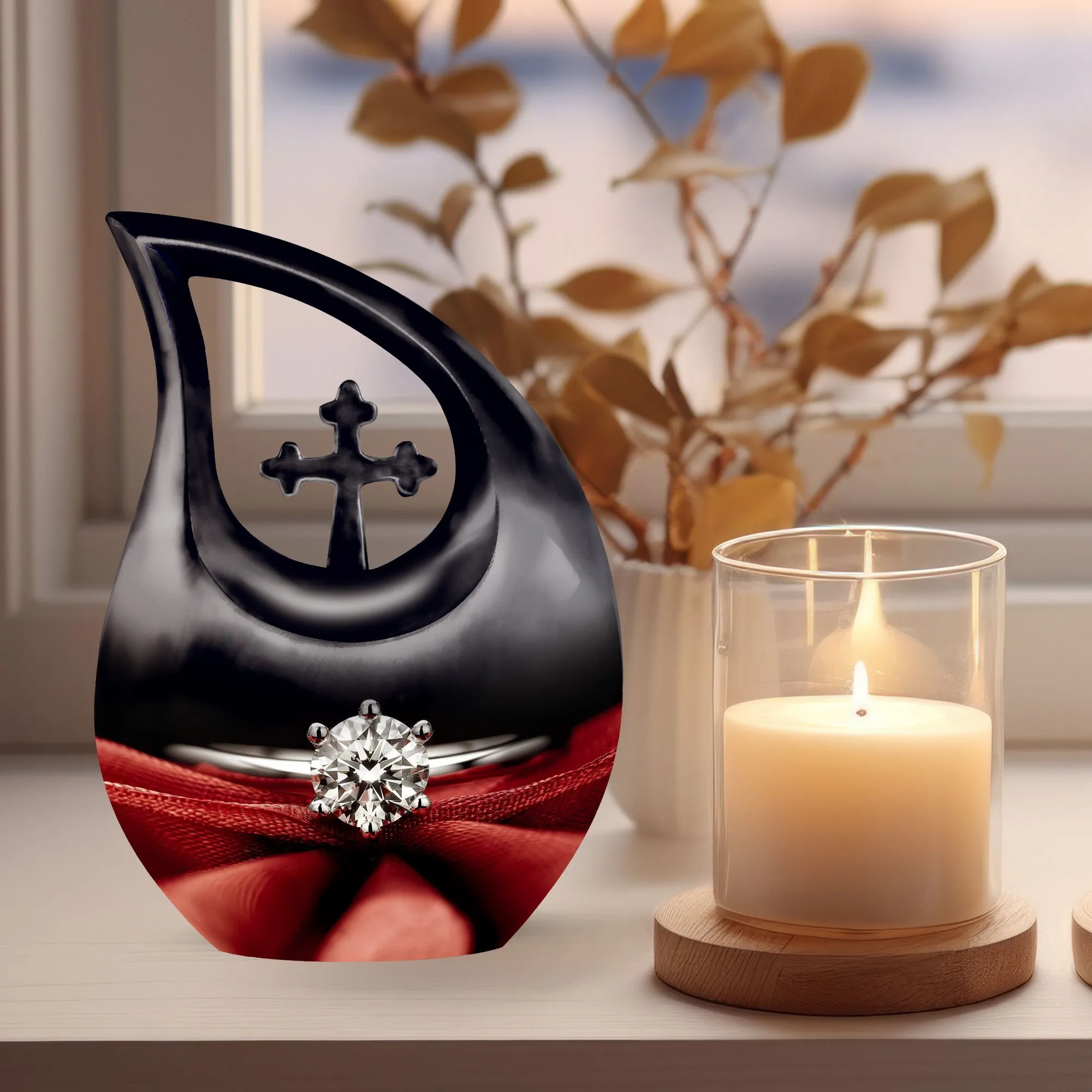 Cross Drop Ring Urn: A Unique Memorial Urn for Adult