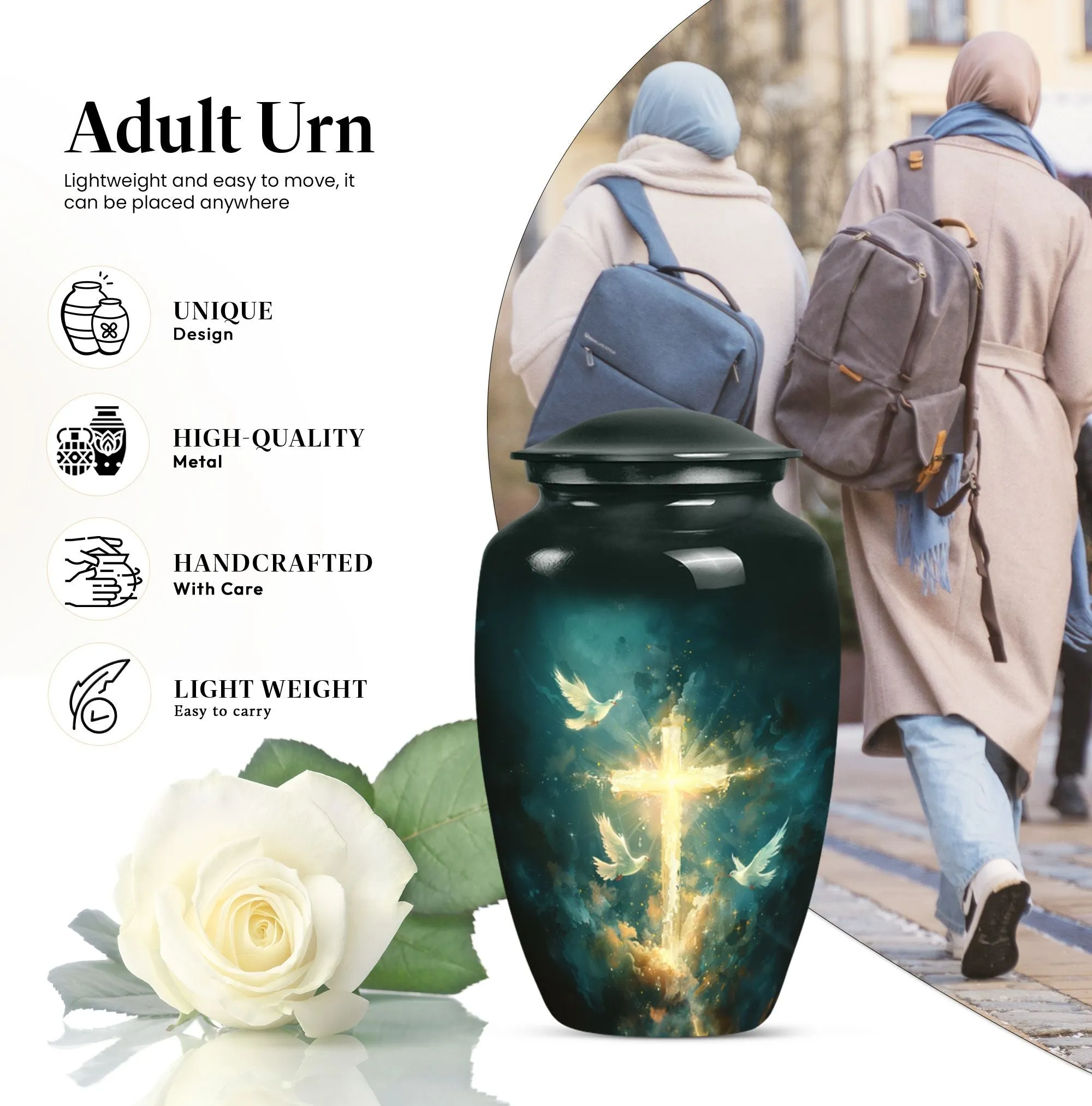 Cross Urn Majesty: Premium Burial Funeral Cremation Reflections