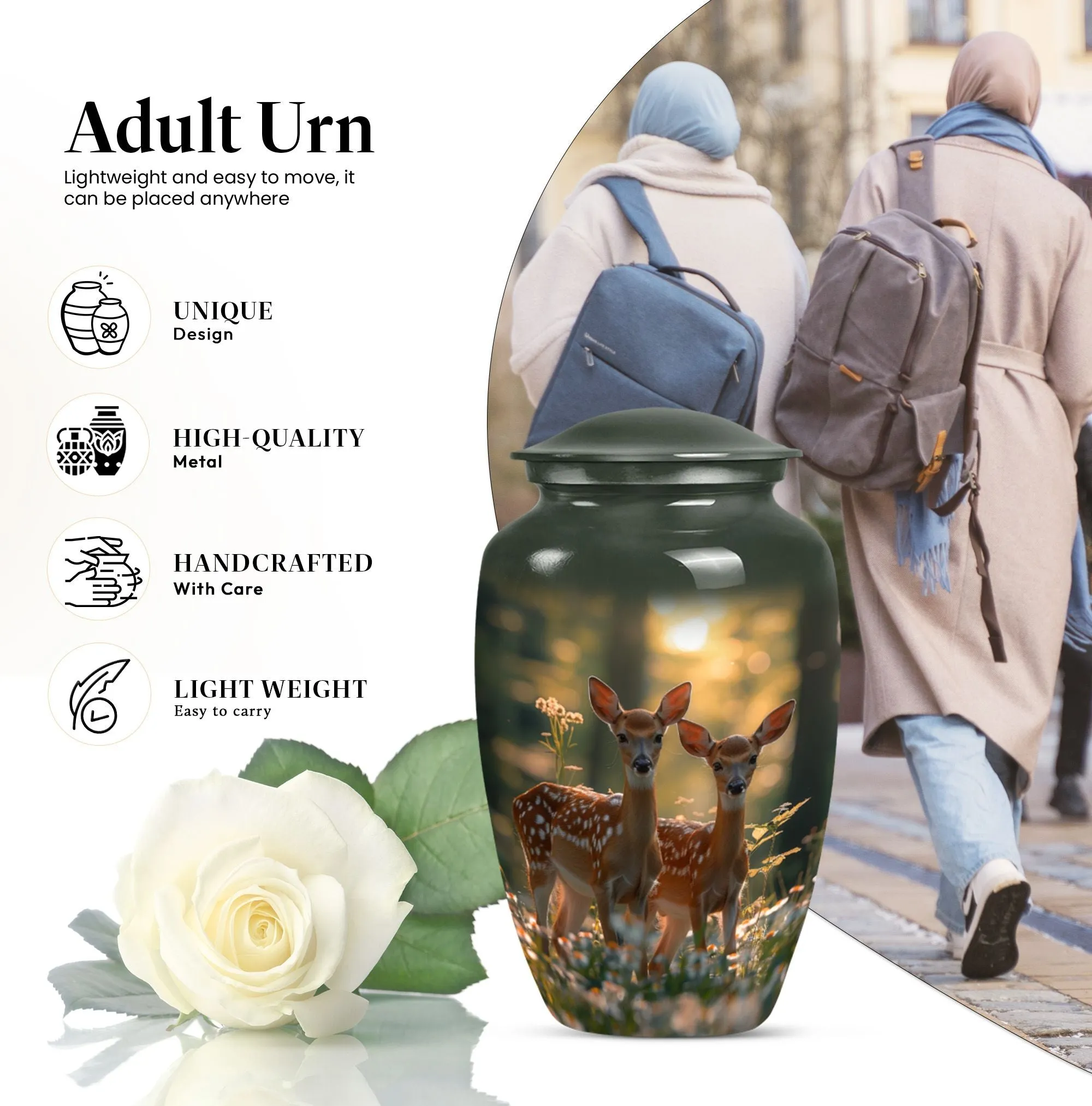 Deer Bas-relief Memorial Crematorium Urn for Diligent Keep Safe