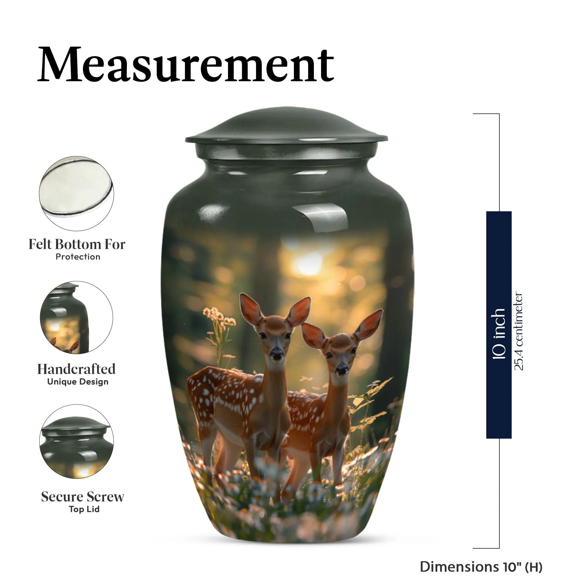 Deer Bas-relief Memorial Crematorium Urn for Diligent Keep Safe