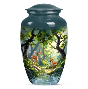 Deer Theme Cremation Urn: Funeral Tribute Urn for Her, Mom