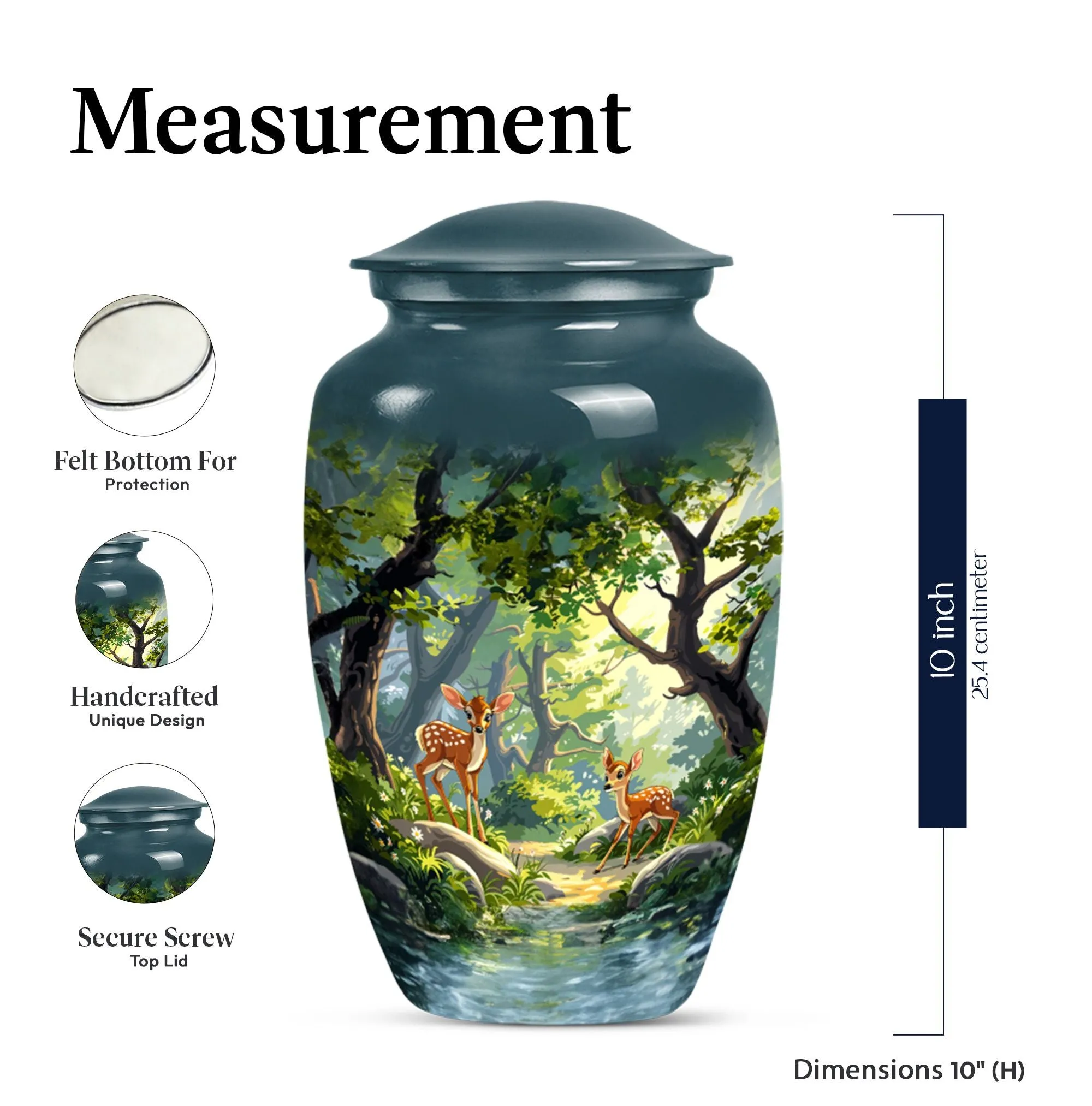 Deer Theme Cremation Urn: Funeral Tribute Urn for Her, Mom