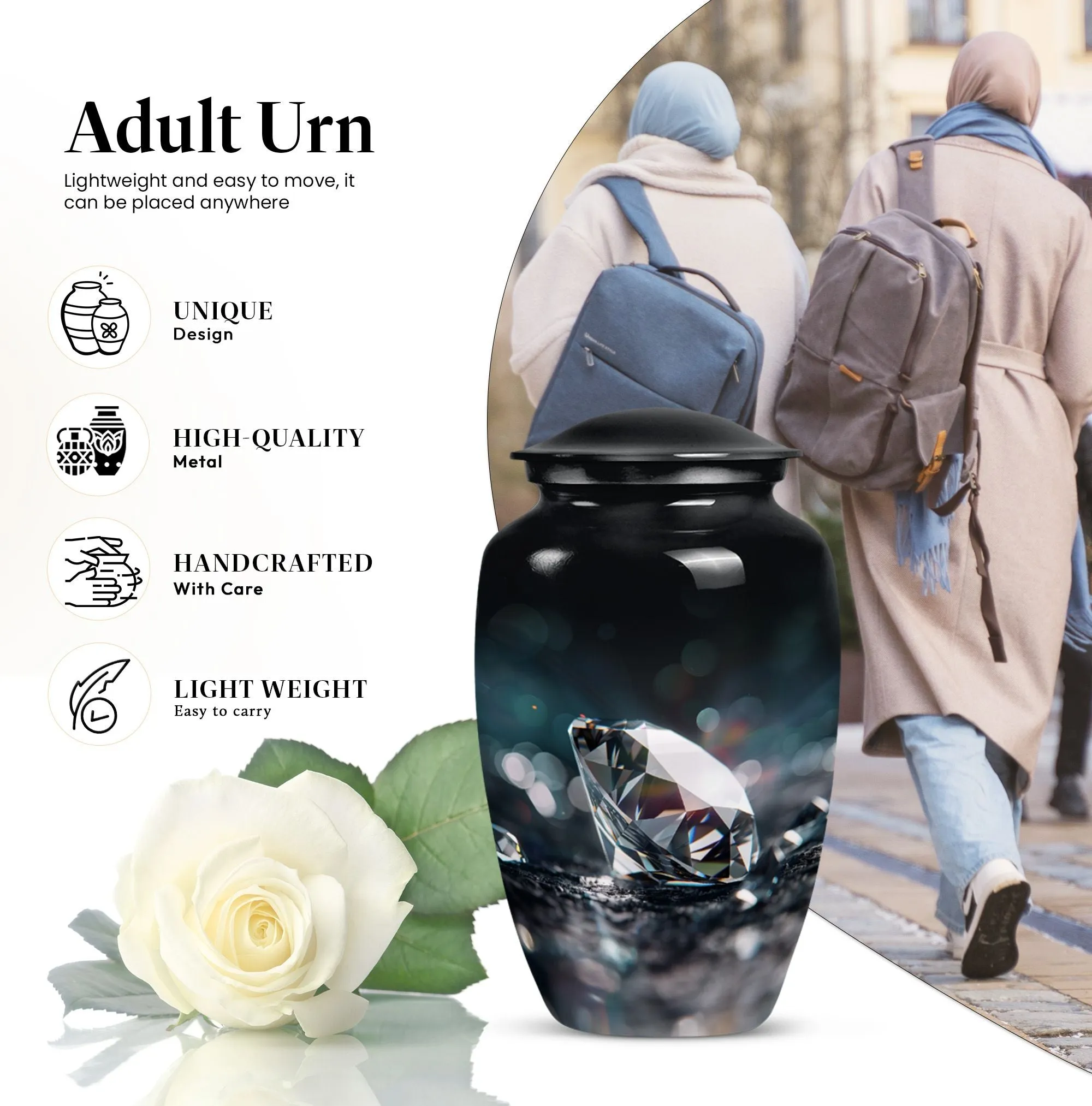 Diamond Cremation Urn: A Polished Aluminium Treasure for Ashes