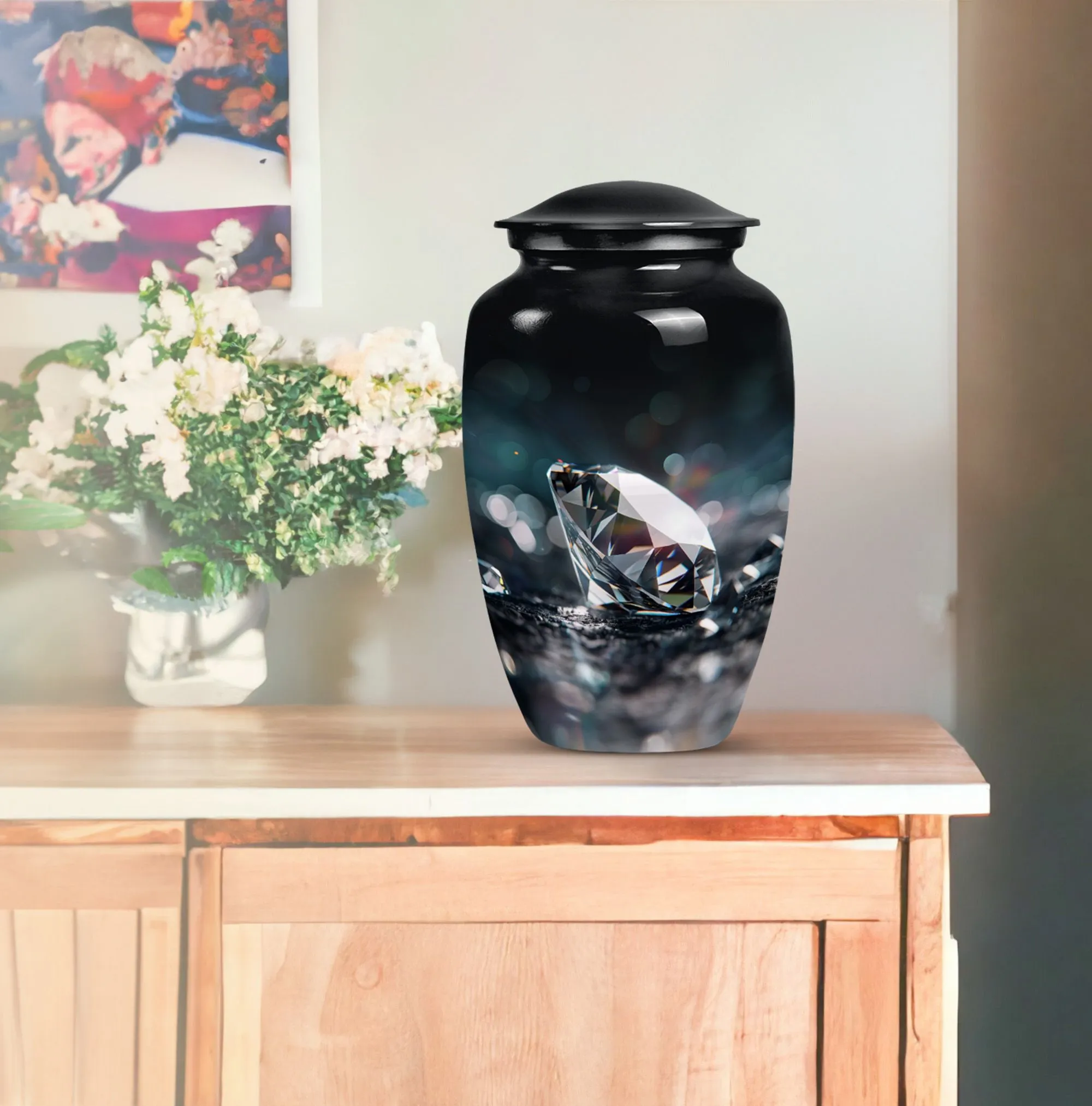 Diamond Cremation Urn: A Polished Aluminium Treasure for Ashes