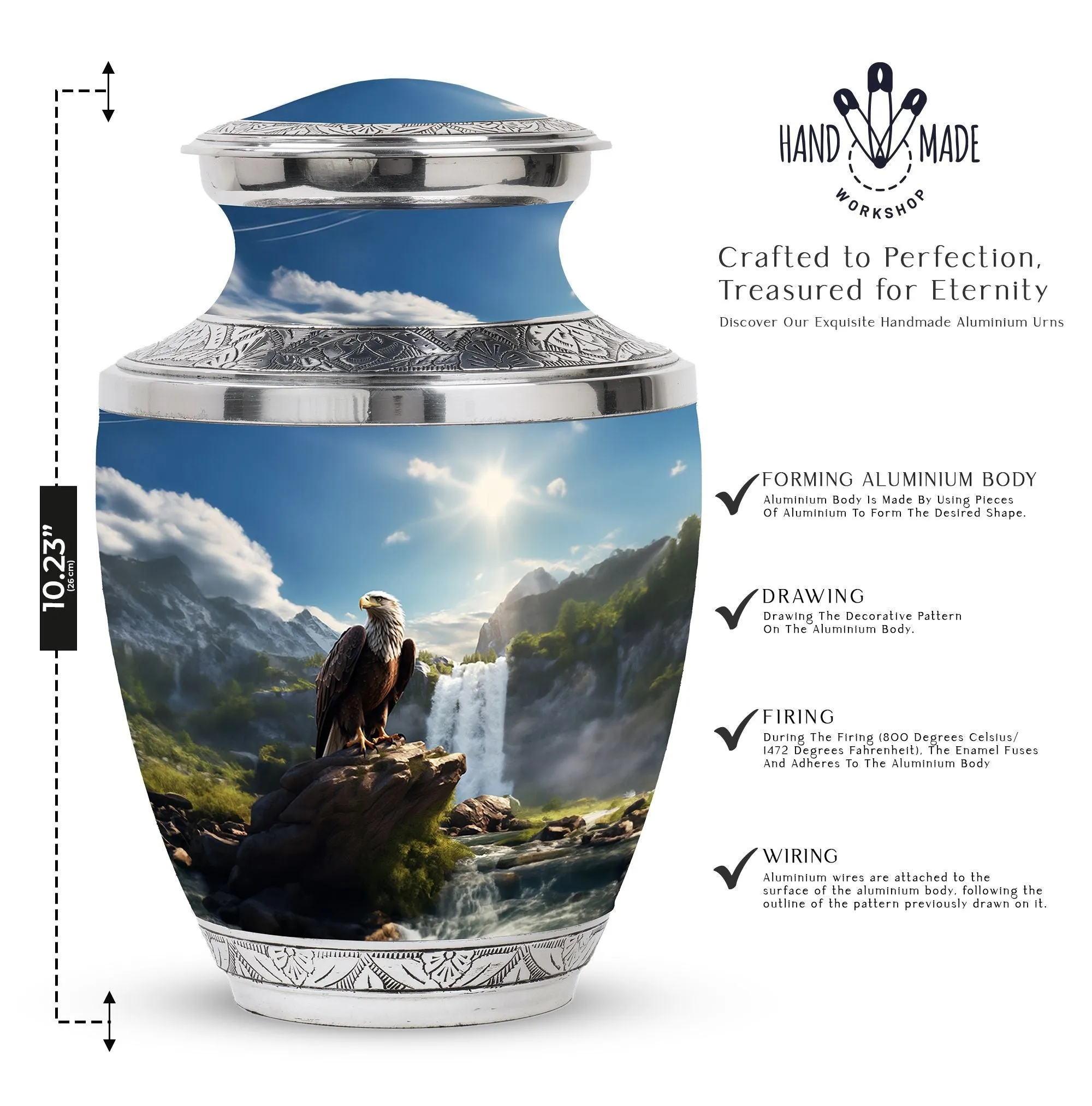 Eagle With Mountain View Large Cremation Urn For Cremated Human Ashes Remains