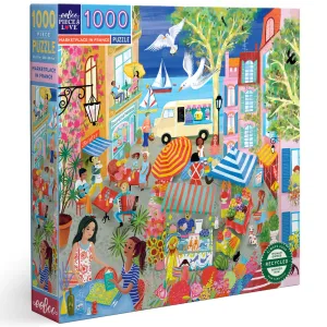 eeBoo Piece and Love Marketplace in France Jigsaw Puzzle - 1000 pc
