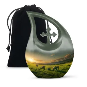 Elephant Family Urn -Adult Cremation Urn For Human Ashes Remans