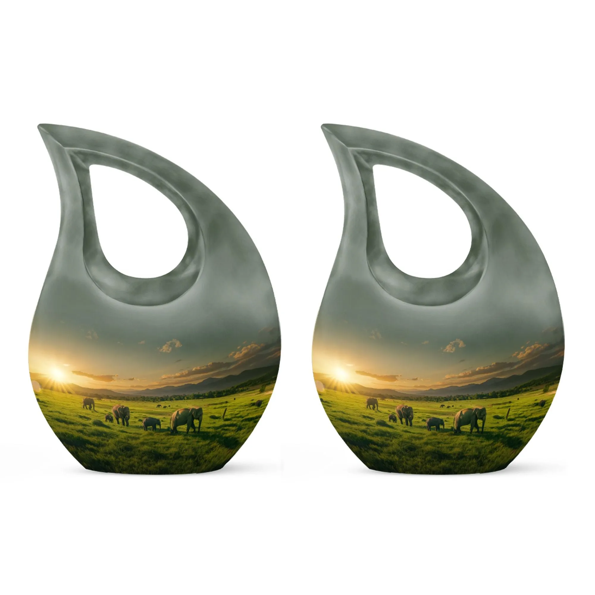 Elephant Family Urn -Adult Cremation Urn For Human Ashes Remans
