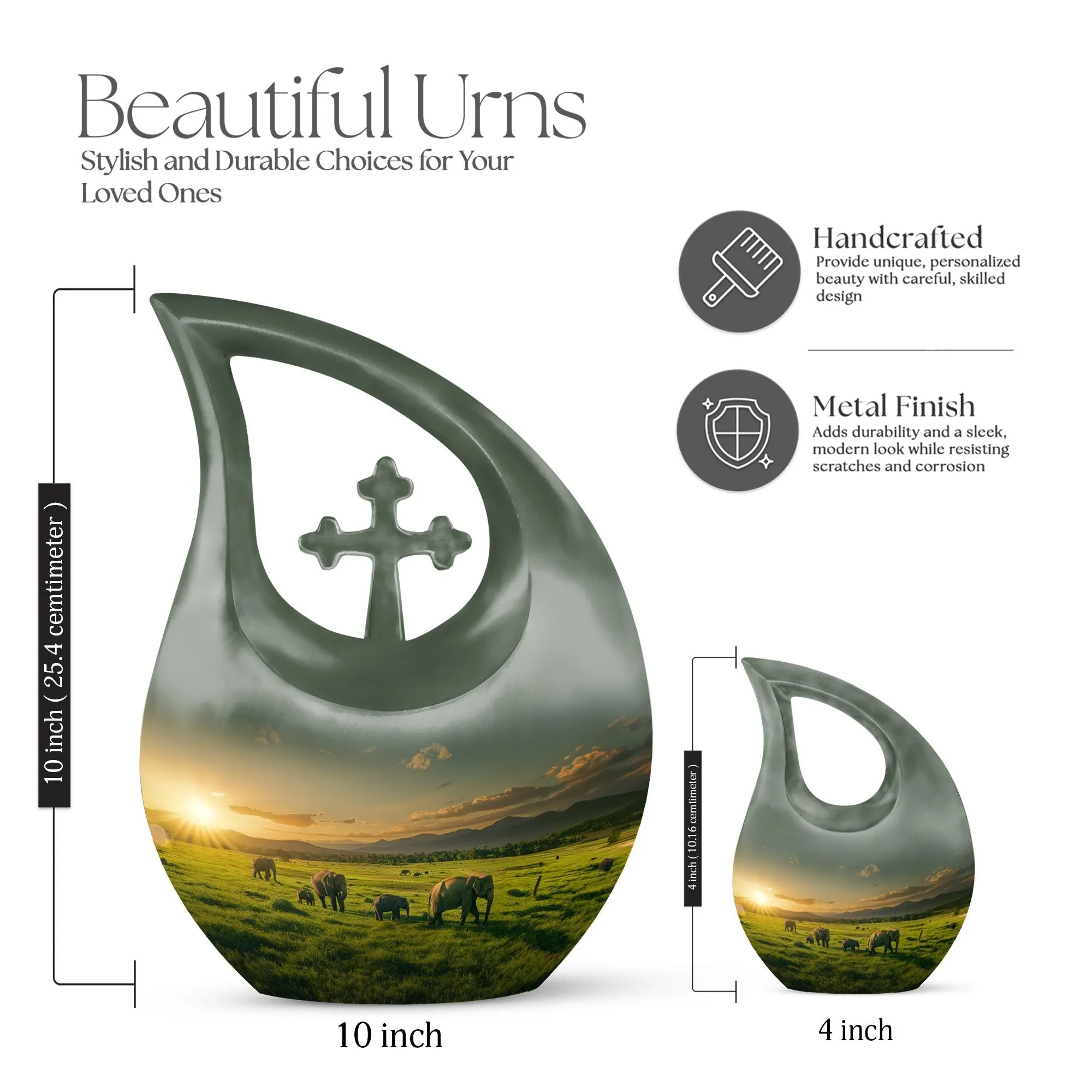 Elephant Family Urn -Adult Cremation Urn For Human Ashes Remans