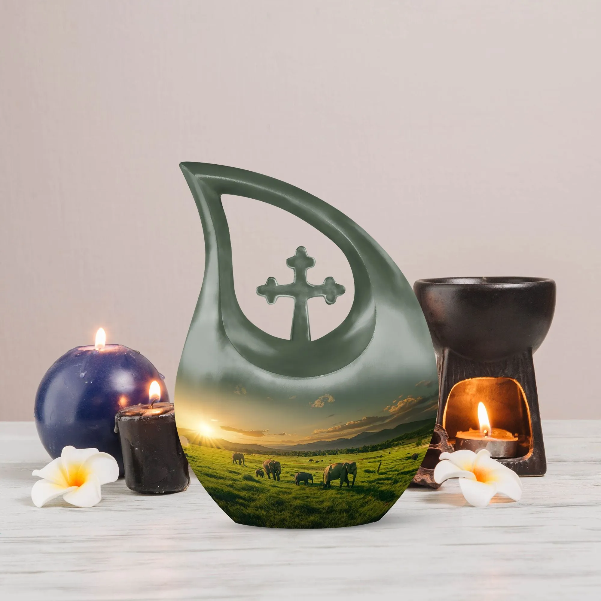 Elephant Family Urn -Adult Cremation Urn For Human Ashes Remans